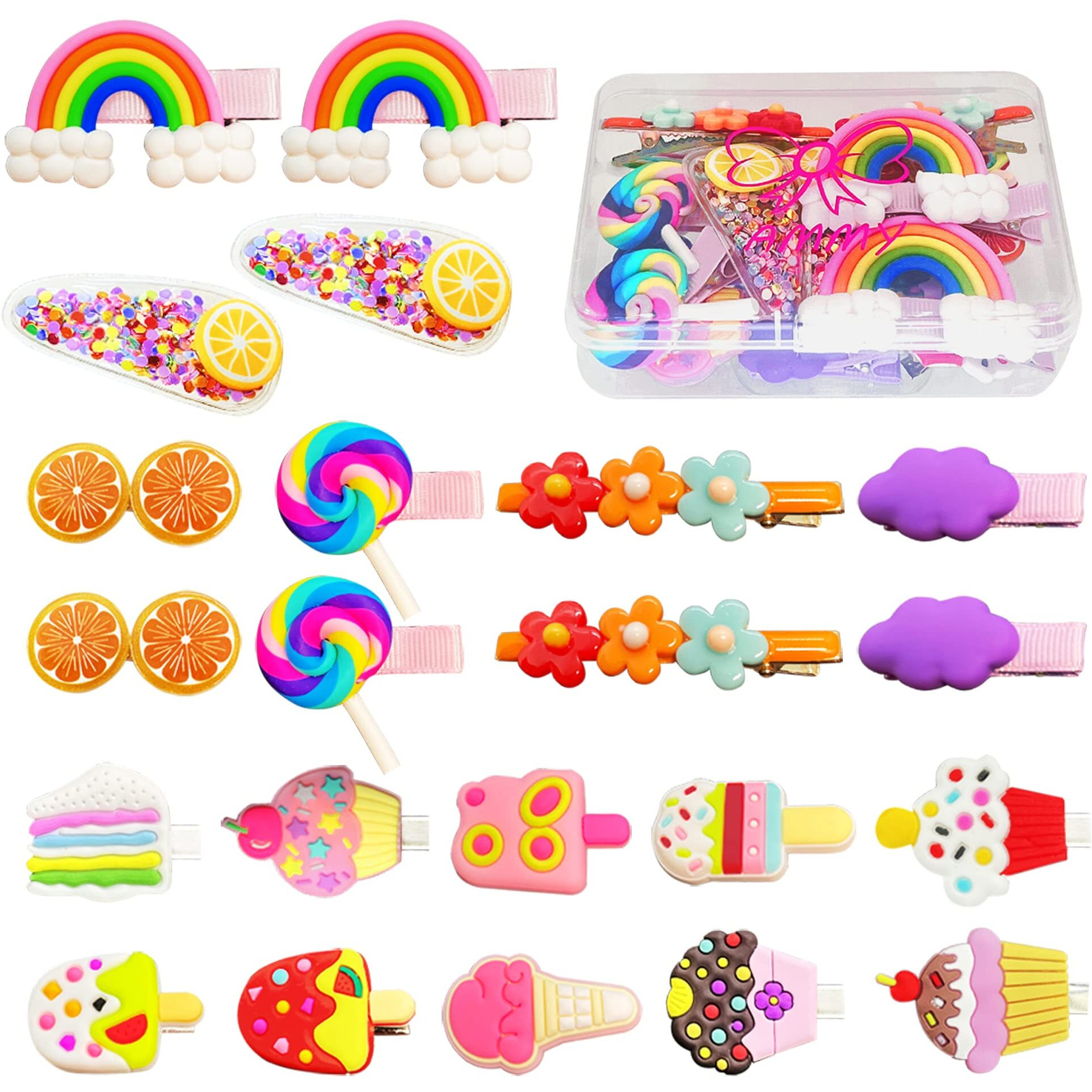 Hair Clips For Girls, 22 Pcs Candy Hair Clip Toddler Hair Accessories Rainbow Barrettes Hair Pins For Kids Girl Children(Box Package)