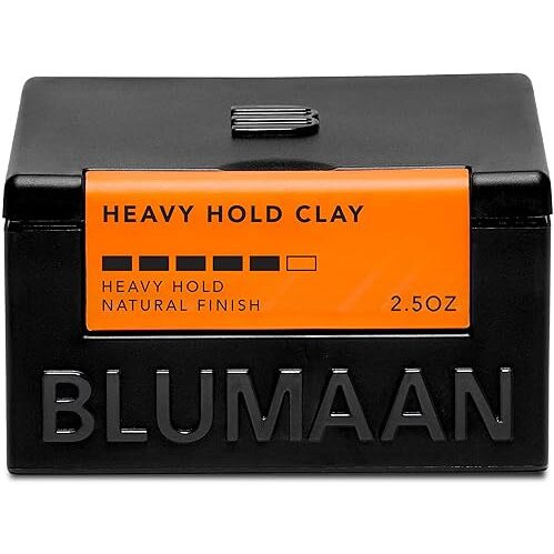 Blumaan Heavy Hold Clay - Men's Extra Strong Hold Hair Clay Creates Texture And Volume (2.5 Oz) - Natural Matte Finish With Organic Oils - Controls Coarse,Thick, Unruly Hair