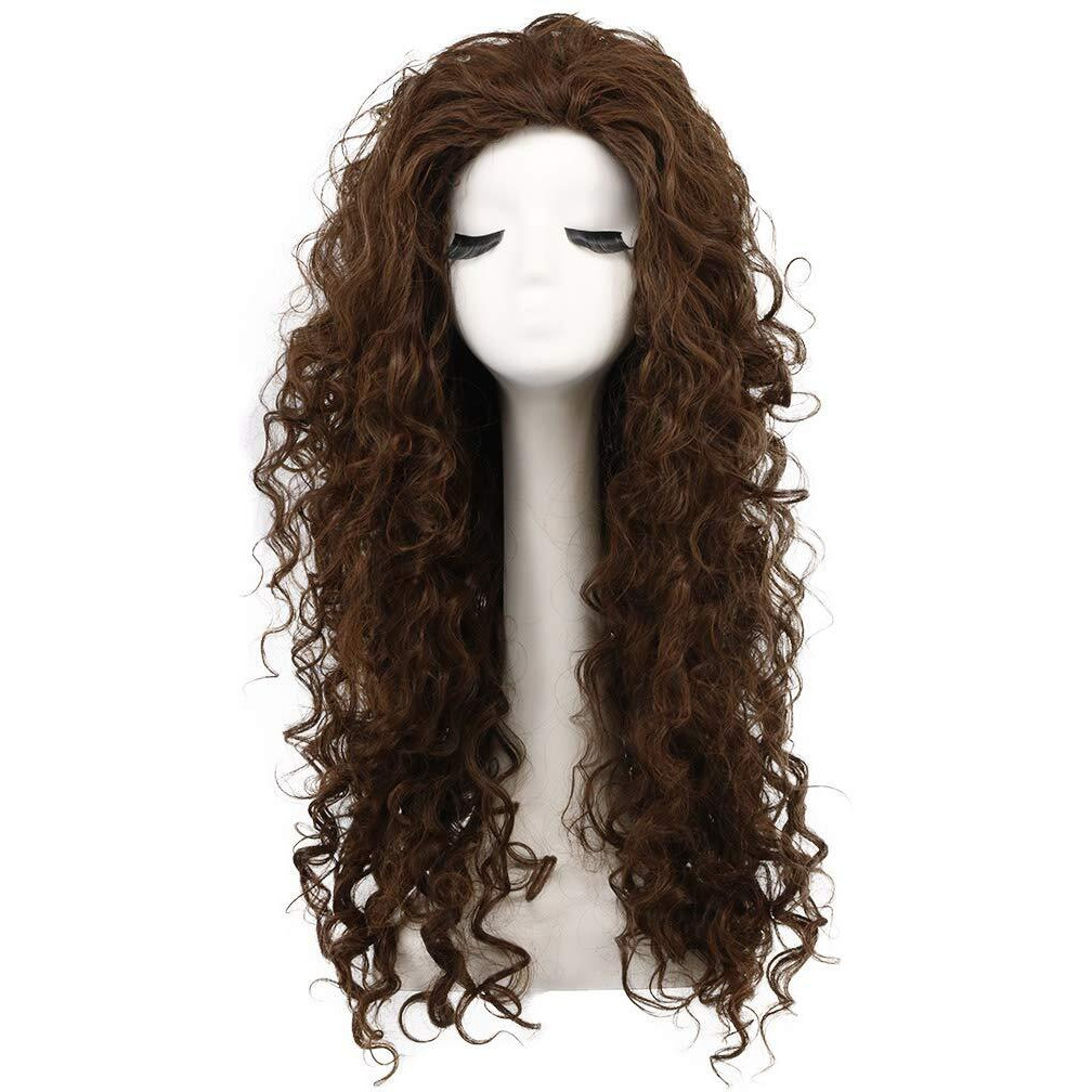 Karlery Women's Fluffy Curly Dark Brown Wig Halloween Cosplay Wig Anime Costume Party Wig