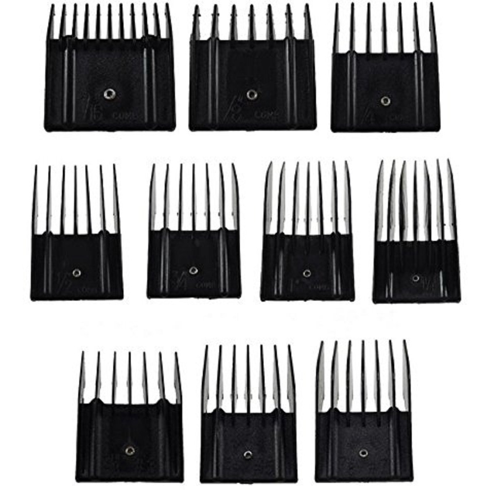 Miaco Universal Clipper Guide Comb Guard Set, 10 Pieces, Fits Oster Classic 76, A5, Andis Ag, Bg, Wahl, Etc
