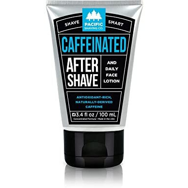 Pacific Shaving Company Caffeinated Aftershave, Men's Grooming Product - Antioxidant Daily Face Lotion + After Shave - Soothing Aloe & Spearmint Post Shave Balm For Sensitive Skin (3.4 Oz)
