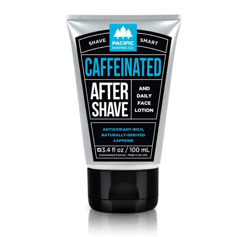 Pacific Shaving Company Caffeinated Aftershave, Men's Grooming Product - Antioxidant Daily Face Lotion + After Shave - Soothing Aloe & Spearmint Post Shave Balm For Sensitive Skin (3.4 Oz)
