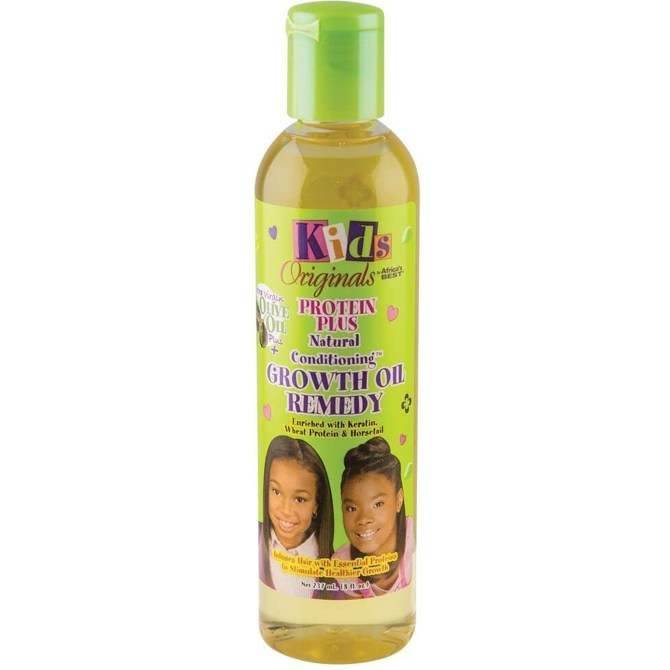 Kids Originals By Africa's Best Protein Plus Growth Oil Remedy, Natural Conditioner Nourishes, Revitalizes And Repairs Hair, Ideal For Ponytails, Curls, Braids, Edges, 8Oz