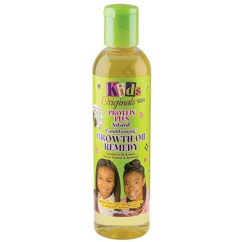 Kids Originals By Africa's Best Protein Plus Growth Oil Remedy, Natural Conditioner Nourishes, Revitalizes And Repairs Hair, Ideal For Ponytails, Curls, Braids, Edges, 8Oz