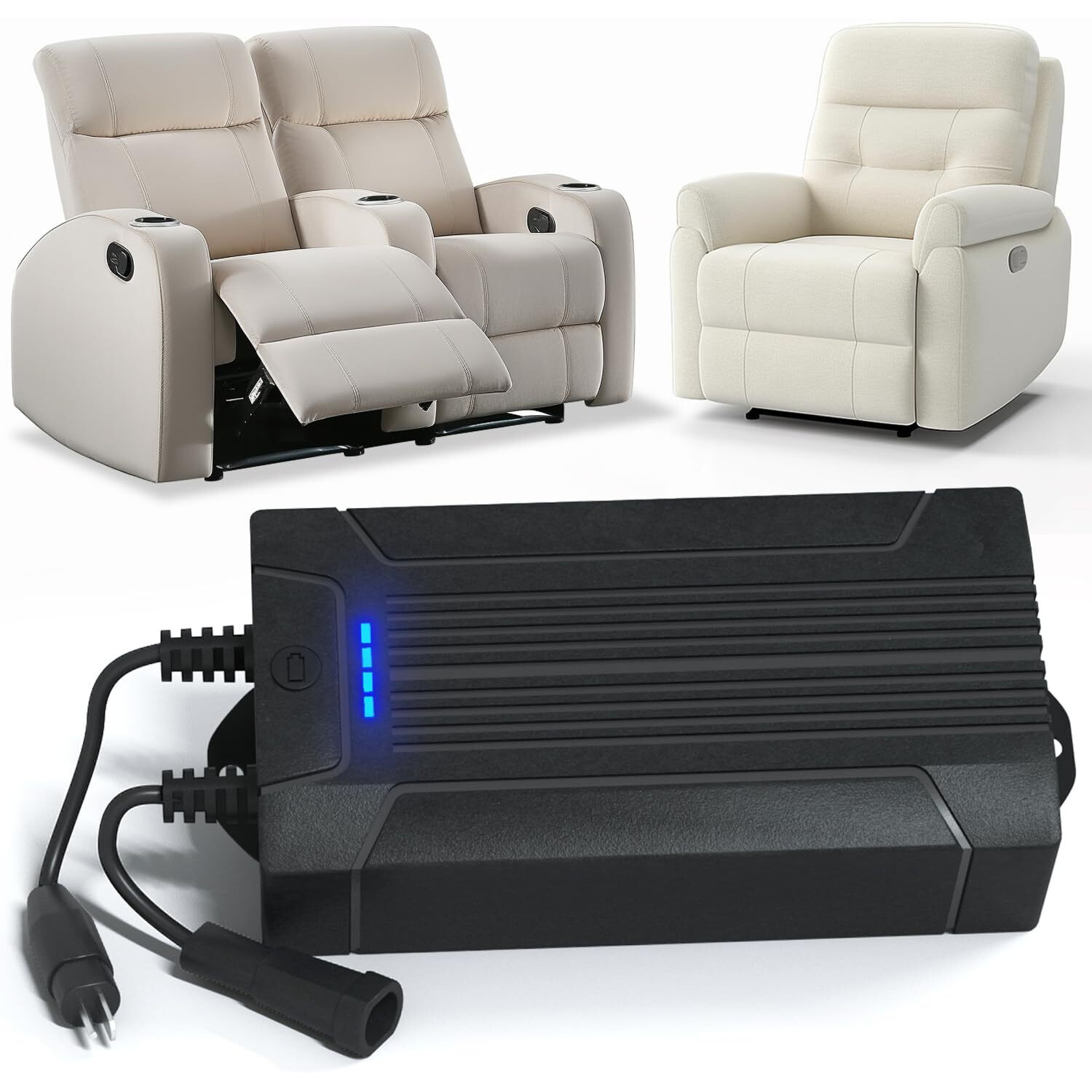 Lavolta Battery Pack For Reclining Furniture - Rechargeable Recliner Battery Pack - 2200Mah Universal 2-Pin Power Supply For Electric Recliners, Recliner Chair, Couch, Sofa - Wireless Backup Charger