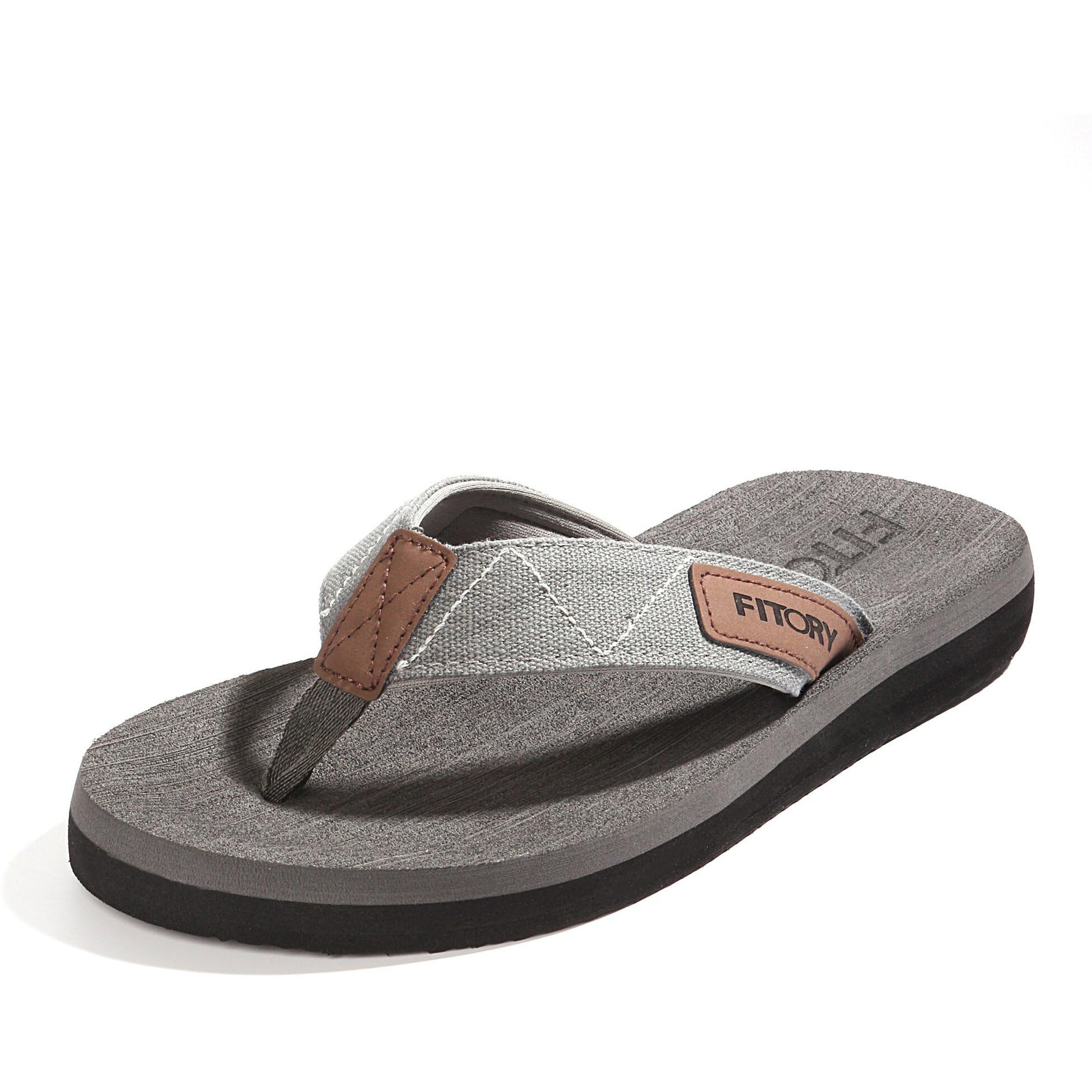 Fitory Men's Flip-Flops, Thongs Sandals Comfort Slippers For Beach Gray Size 15