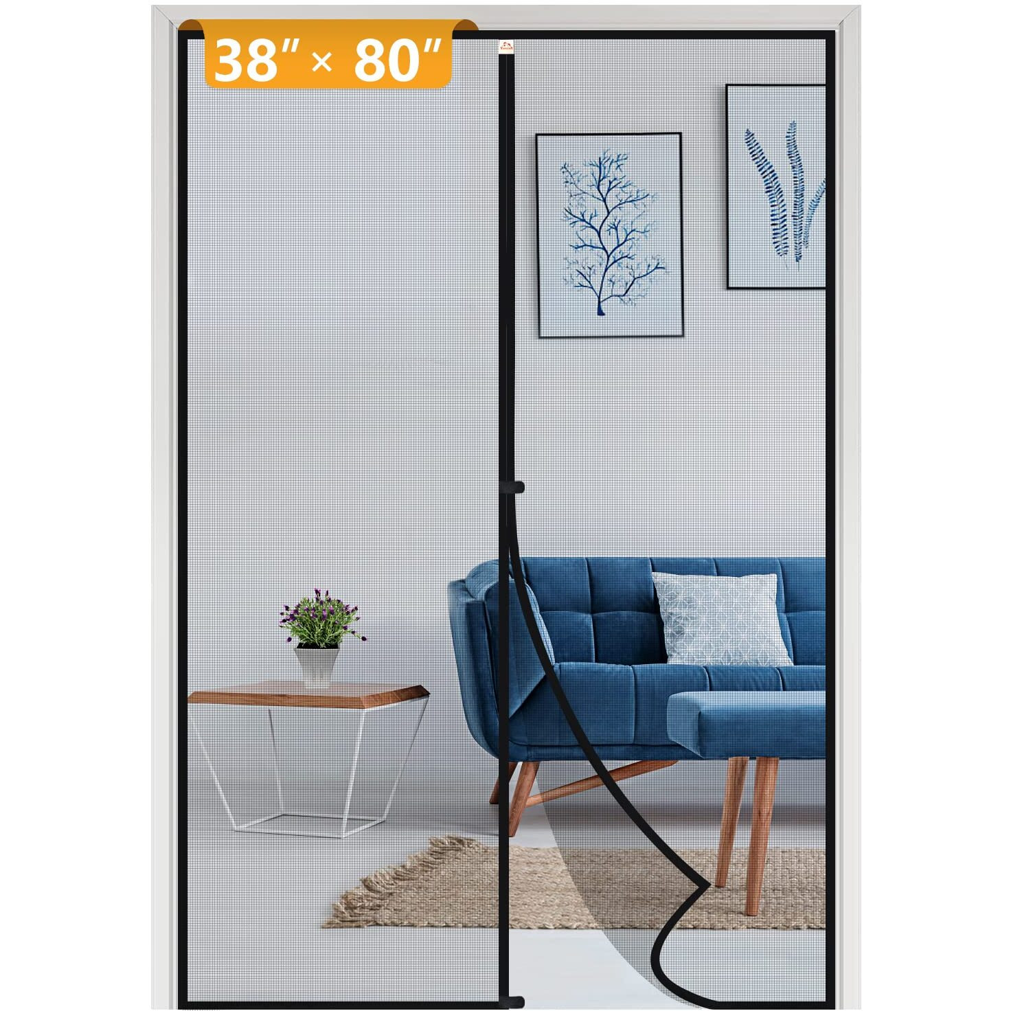 Yotache Magnet Screen Door Fits Door Size 38 X 80, Screen Size 40" X 81" Patio Screen High Transparent Hands Free Entry Great For Pet And Kid