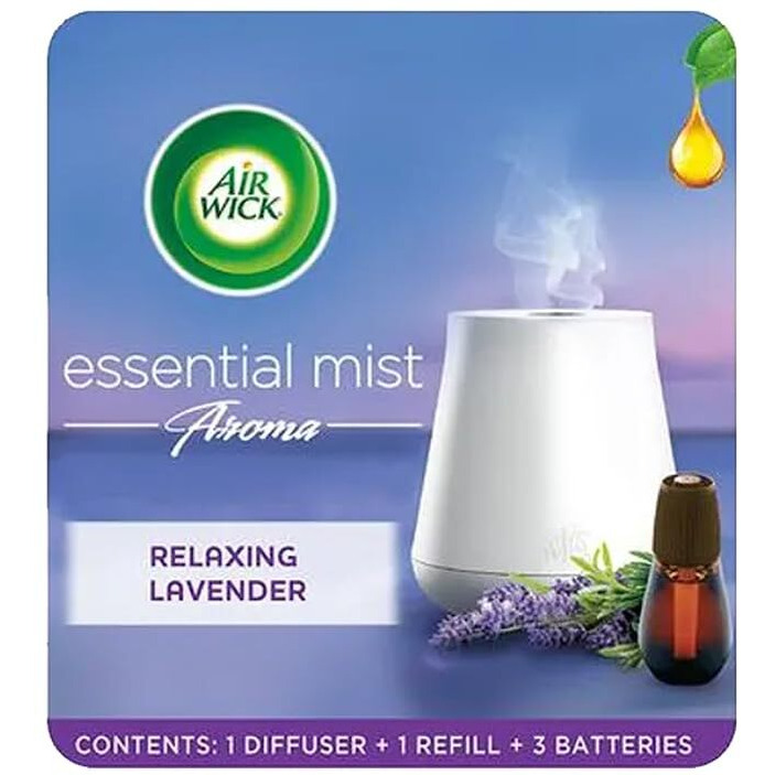Air Wick Essential Mist Starter Kit, Diffuser + 1 Refill, Lavender And Almond Blossom, Air Freshener, Essential Oils