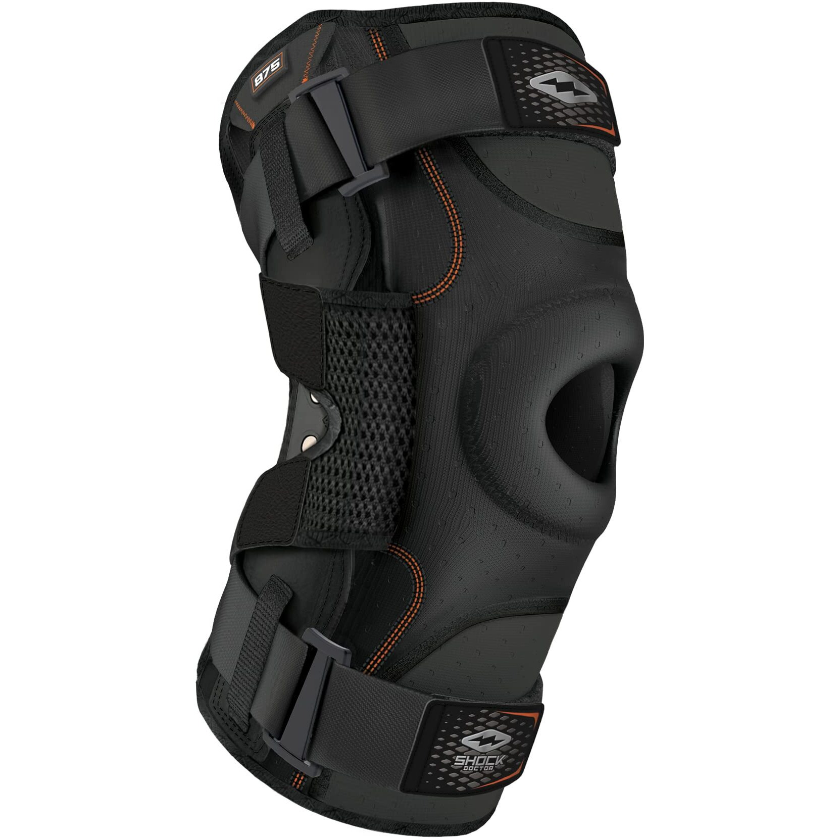 Shock Doctor Compression Knee Brace For Men & Women, Maximum Support, Adjustable Dual Hinges, Black, Small