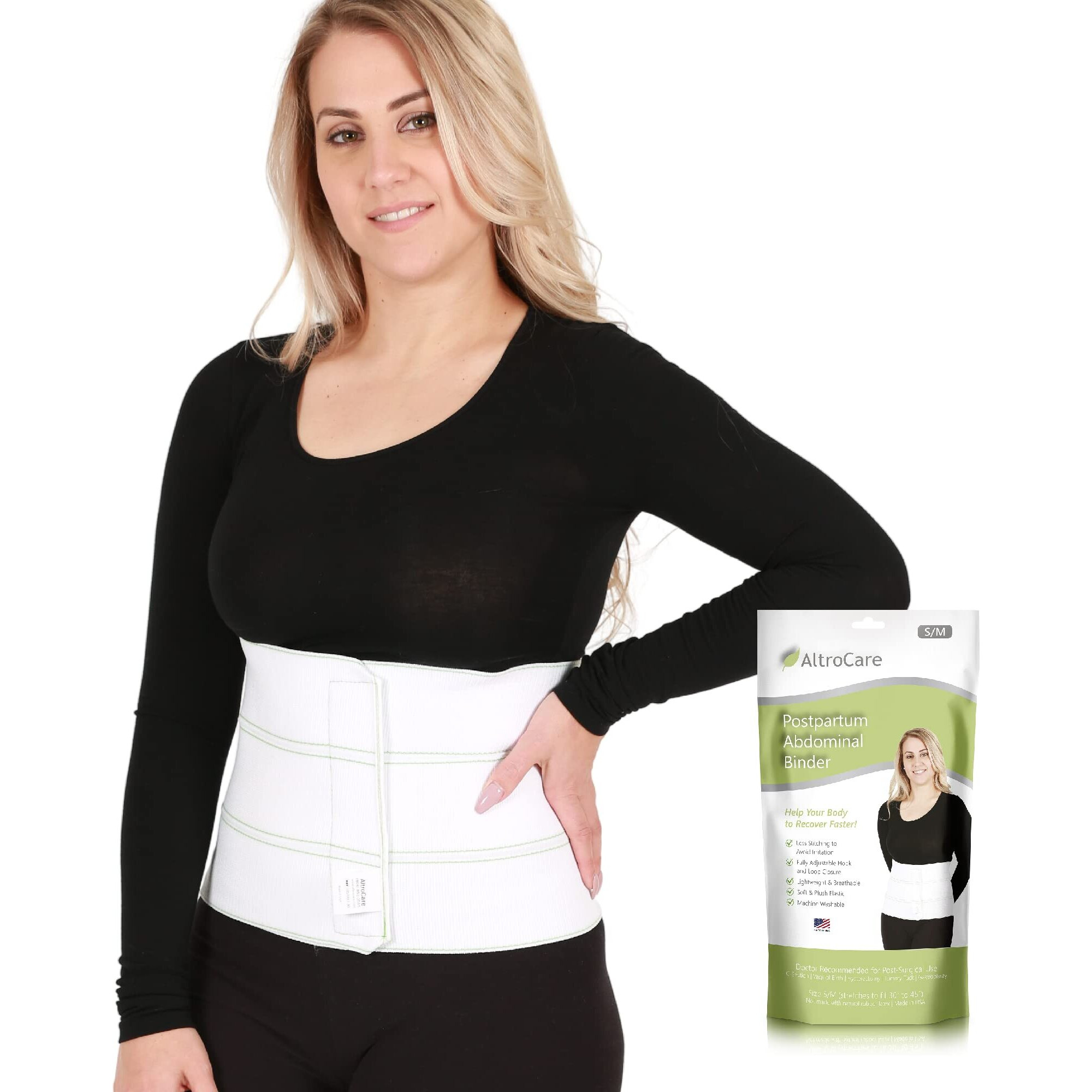 Altrocare Abdominal Binder & Belly Band. Postpartum And Post Surgery Recovery Hip And Waist Support. 3 Panel, Size S/M