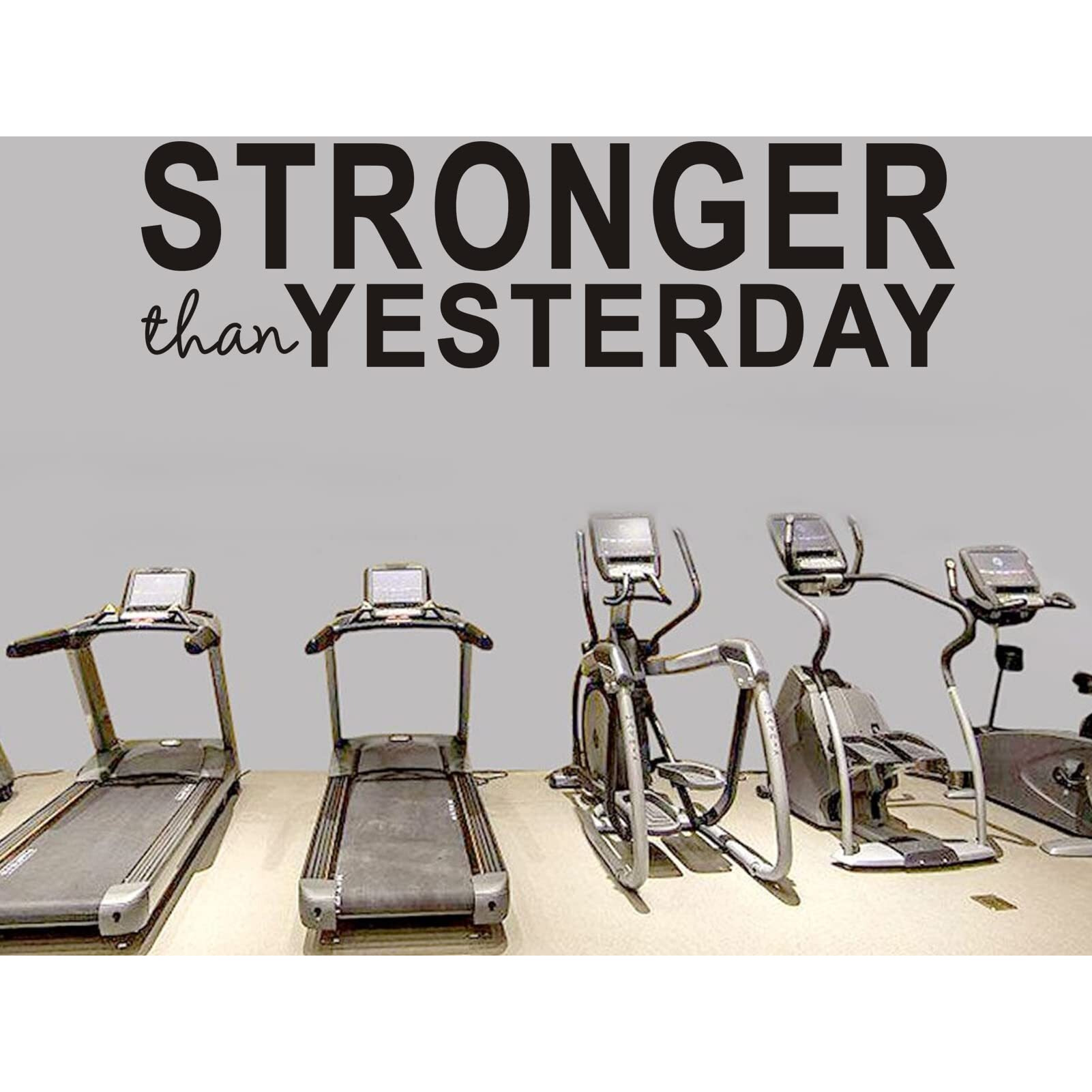 Inspirational Wall Stickers, Gym Wall Decals, (Easy To Apply), Vinyl Art Decor Quotes Motivational Office Bedroom Classroom School Positive Yoga Dance Sports Workout Fitness Exercise Business Basketball Baseball Poster Garage Home Word Sign Saying, Stronger Than Yesterday 25&quotX7"