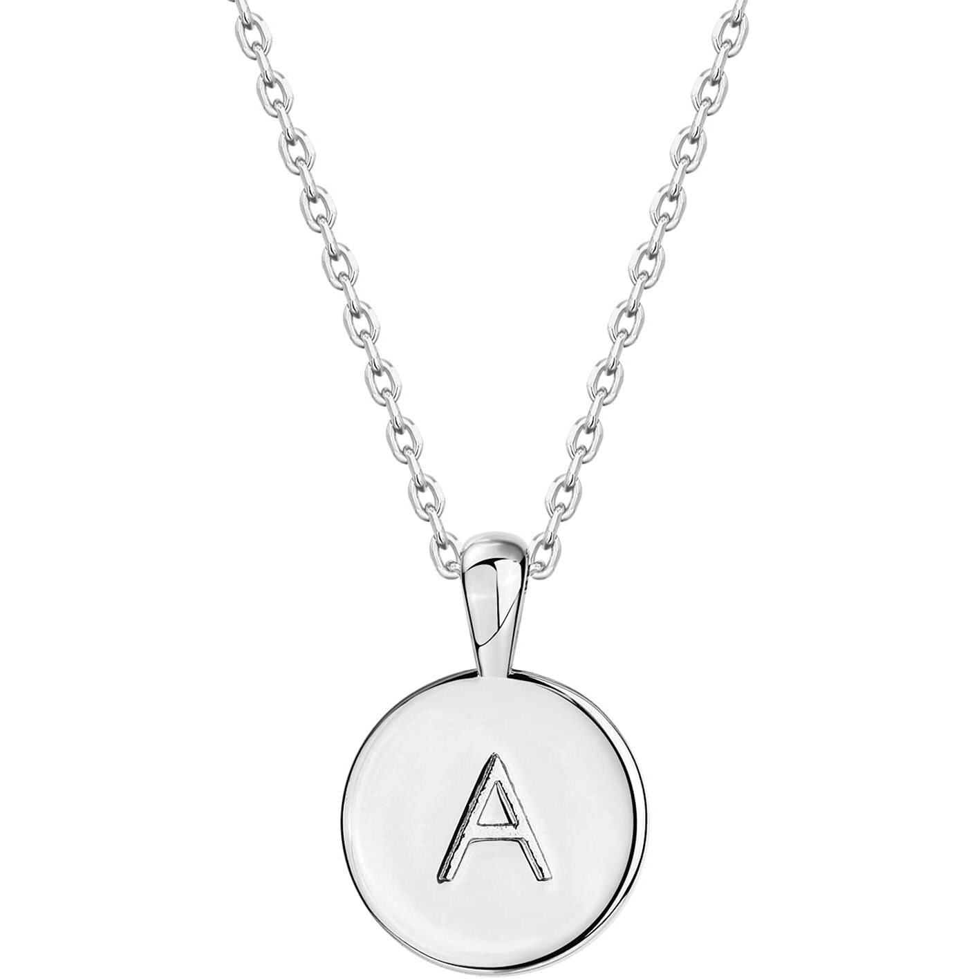 Pavoi 14K White Gold Plated Letter Necklace For Women | Gold Initial Necklace For Girls | Letter A