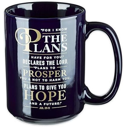 Christian Art Gifts Navy Blue Ceramic Coffee Mug - 14 Oz. Microwave And Dishwasher-Safe Inspirational Scripture Coffee And Tea Mug For Men & Women With Bible Verse I Know The Plans - Jeremiah 2911