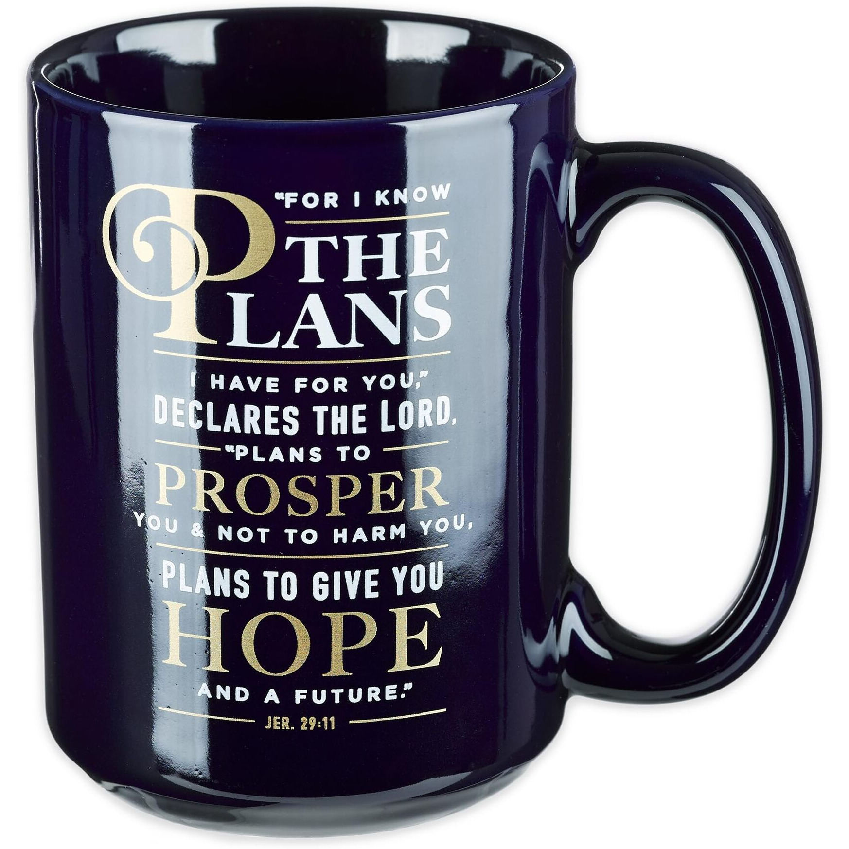 Christian Art Gifts Navy Blue Ceramic Coffee Mug - 14 Oz. Microwave And Dishwasher-Safe Inspirational Scripture Coffee And Tea Mug For Men & Women With Bible Verse I Know The Plans - Jeremiah 2911