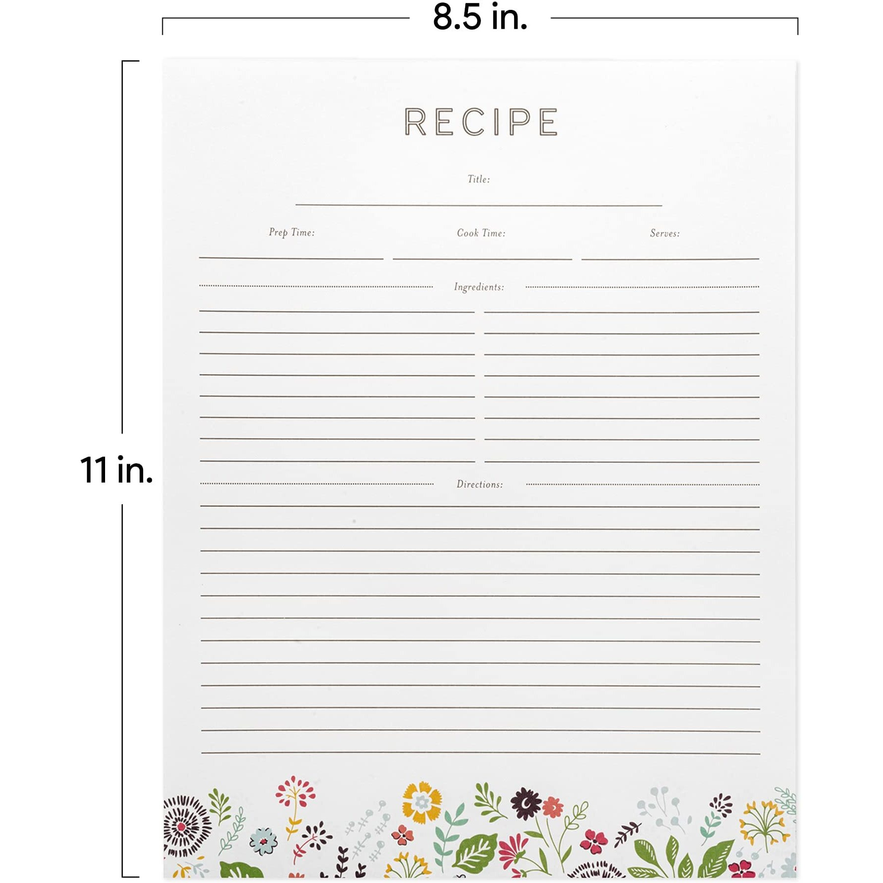 Recipe Binder Protective Sleeves And Printed Paper 8.5" X 11" Expansion Pack (Pinwheel Floral)