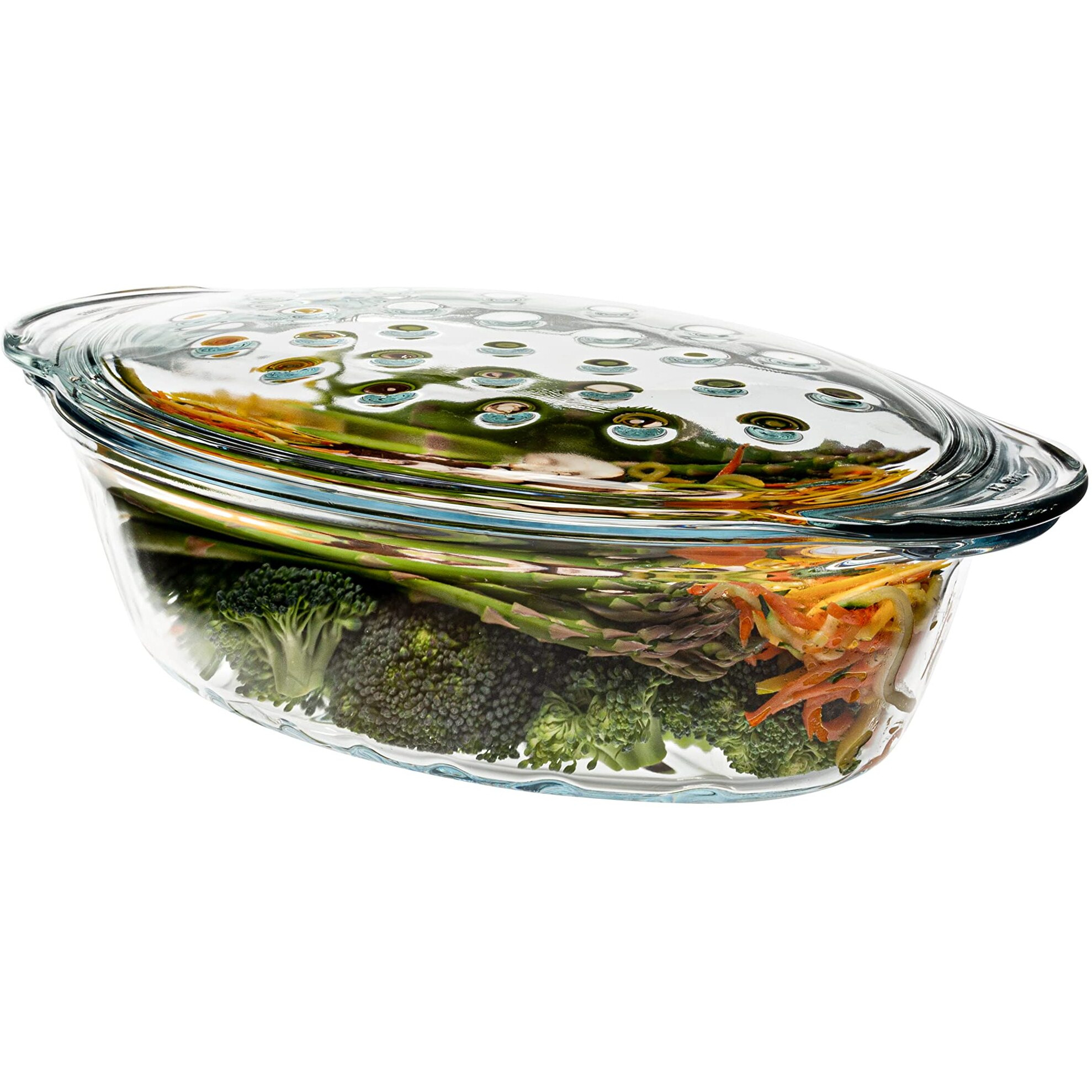 Simax Glass Casserole Dish With Lid Bakers & Casseroles - Borosilicate Glass Baking Dish With Lid -Large Oval Shaped Covered Casserole Dish With Lid For Oven - 3 Qt Casserole Dish With Lid And Ridges