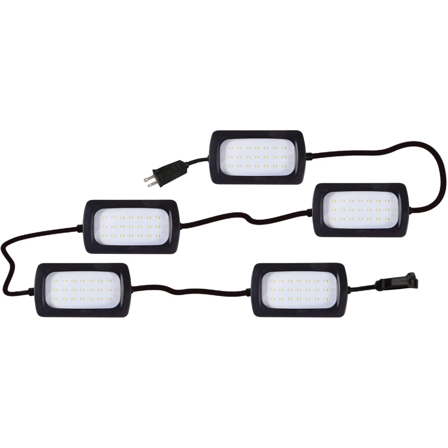 Owleye 50Ft Led Work Light 85W 8000Lm Waterproof Construction String Lights Linkable Temporary Work Lighting Outdoor Indoor Worklight (5 Light Heads)