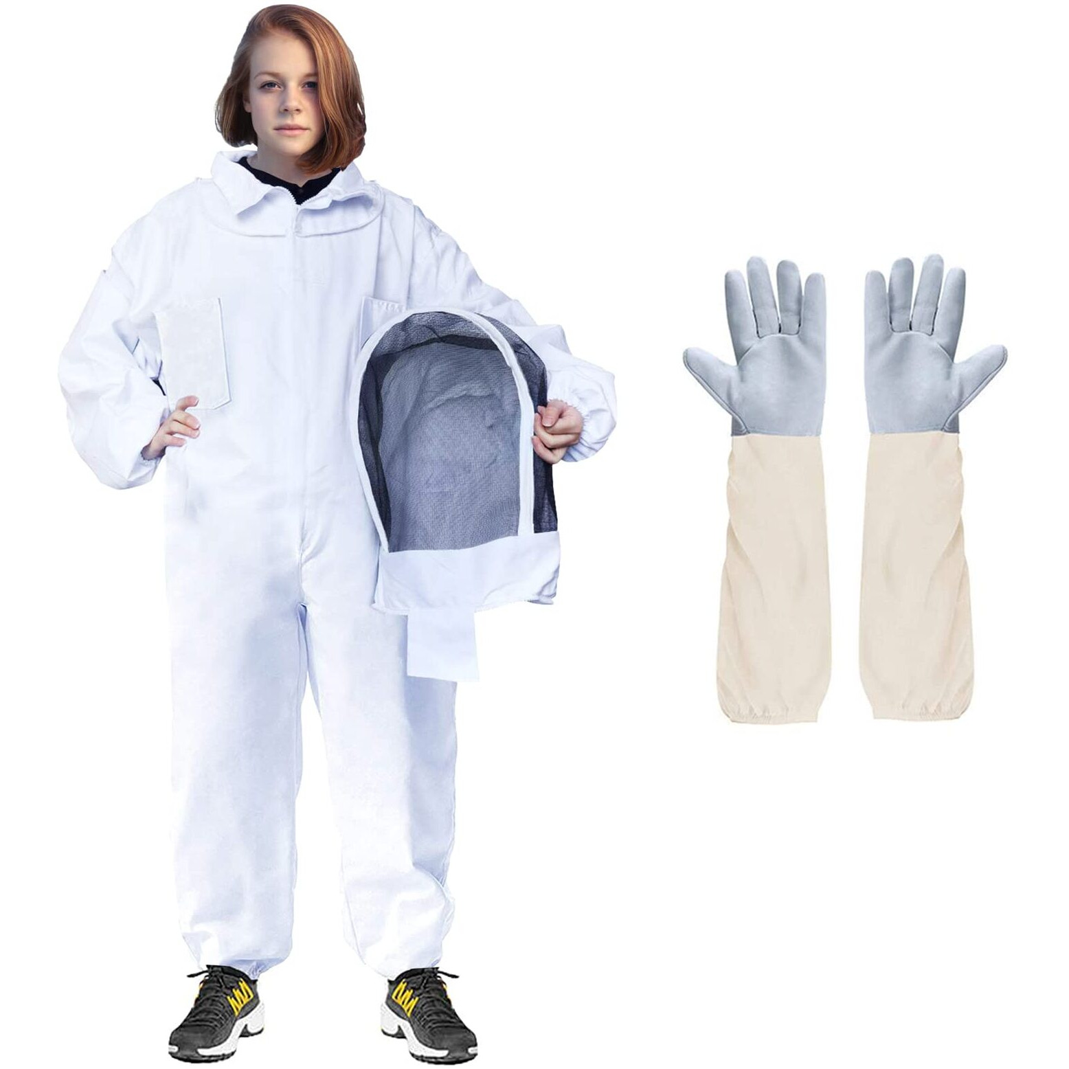 Professional Bee Suit For Men Women, Beekeeping Suit Beekeeper Suit With Glove &Ventilated Hood, Multi-Size Bee Outfit For Backyard And Bee Keeper