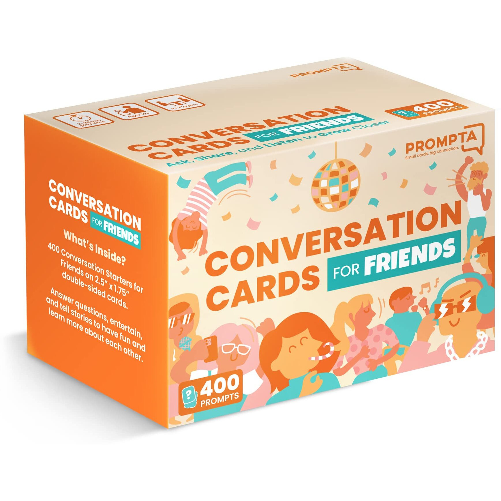 400 Conversation Starters For Friends - Fun Gifts For Friends - Get To Know Your Friends Game Questions - Conversation Cards For Families, Coworkers, Road Trips, Girls Night, Family Game Night