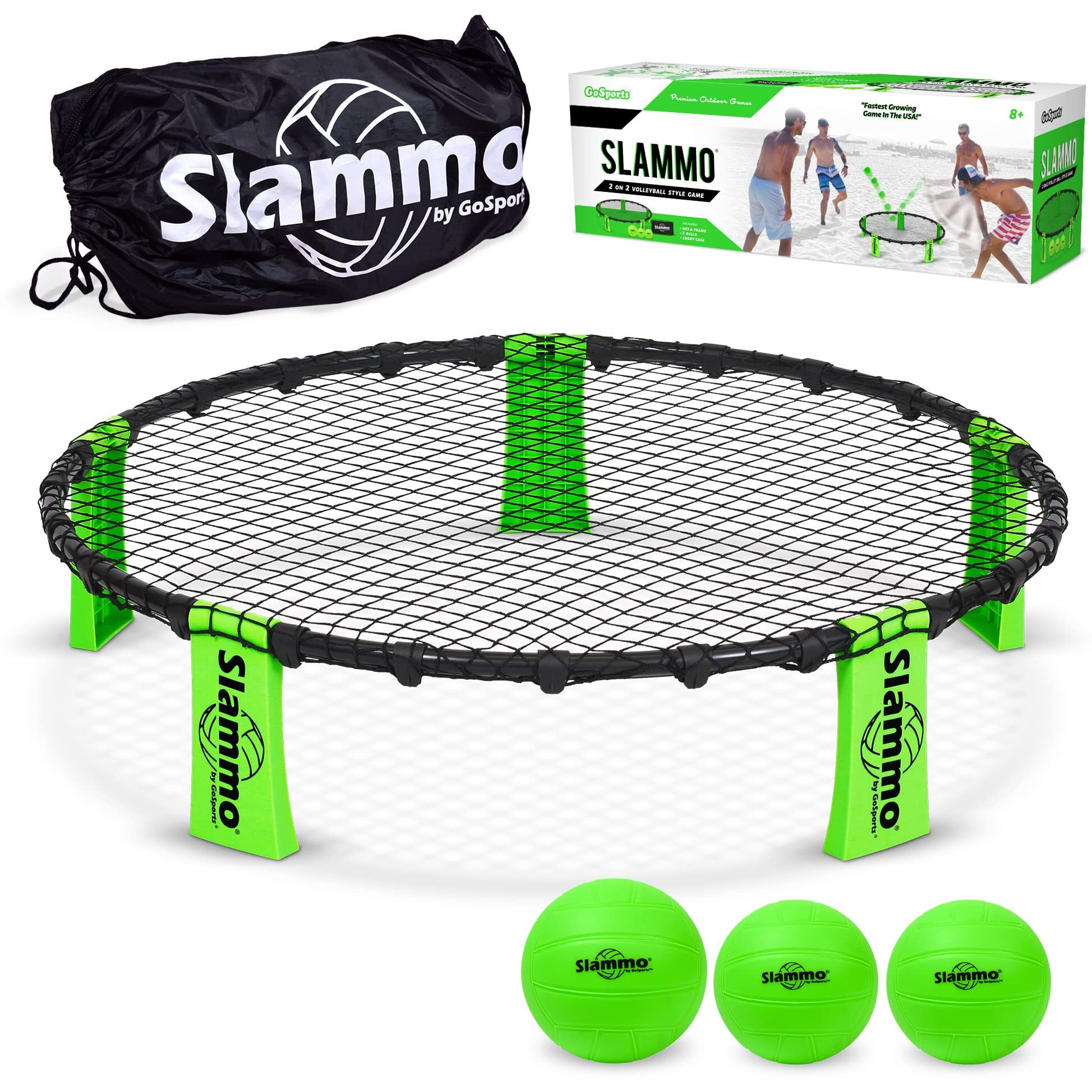 Gosports Slammo Game Set (Includes 3 Balls, Carrying Case And Rules) - Outdoor Lawn, Beach & Tailgating Roundnet Game For Kids, Teens & Adults