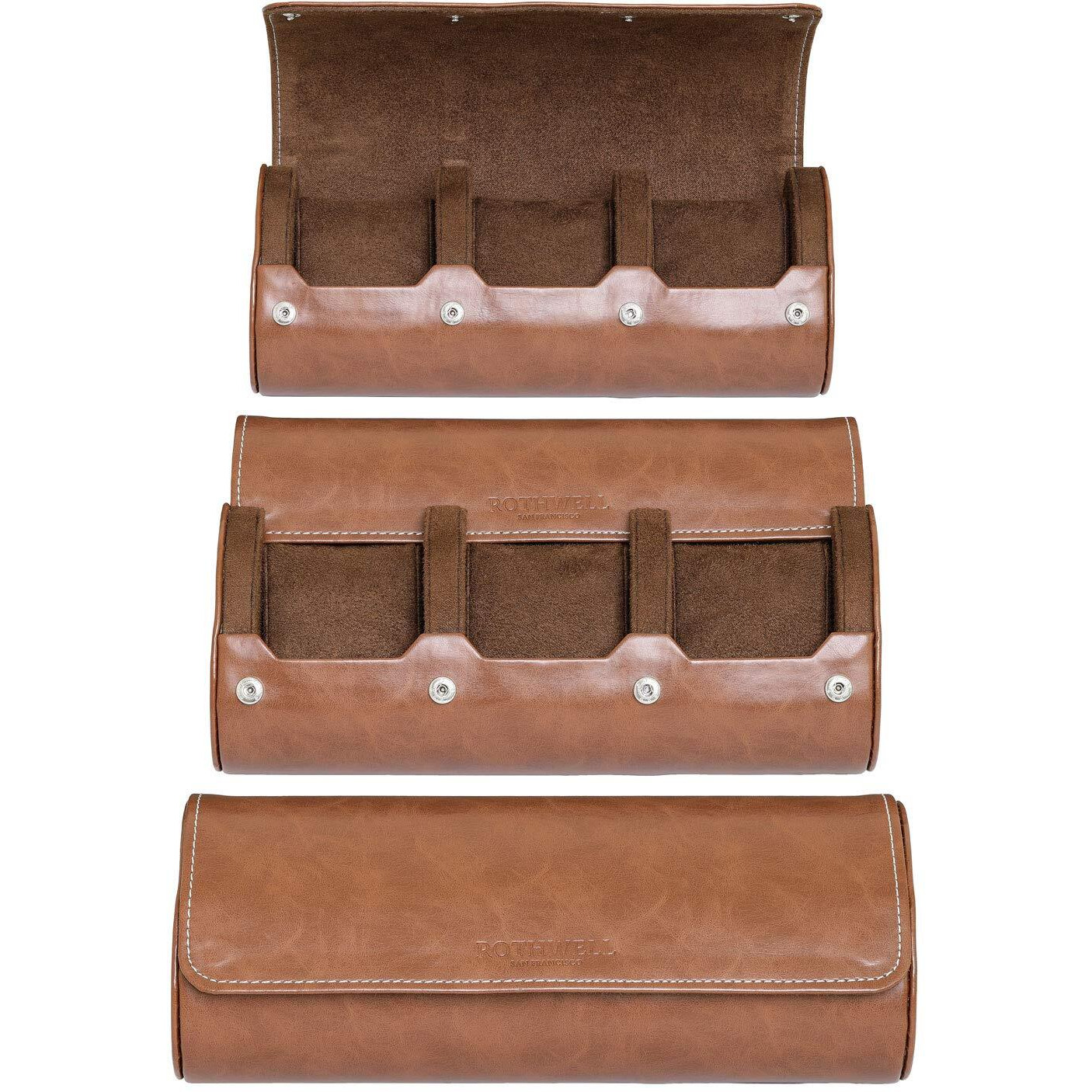 Rothwell Watch Roll Travel Case For 3 Watches  Tough Portable Protection, Fits All Wrist Watches & Smart Watches Up To 50Mm (Tanbrown)
