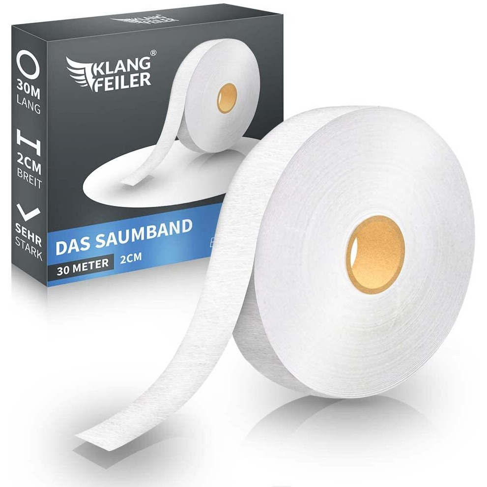 Klangfeilera Hemming Tape - 34 Inch X 30 Yards - 60Gsm Thickness - Extra Strong - Iron-On Hem Tape Adheasive