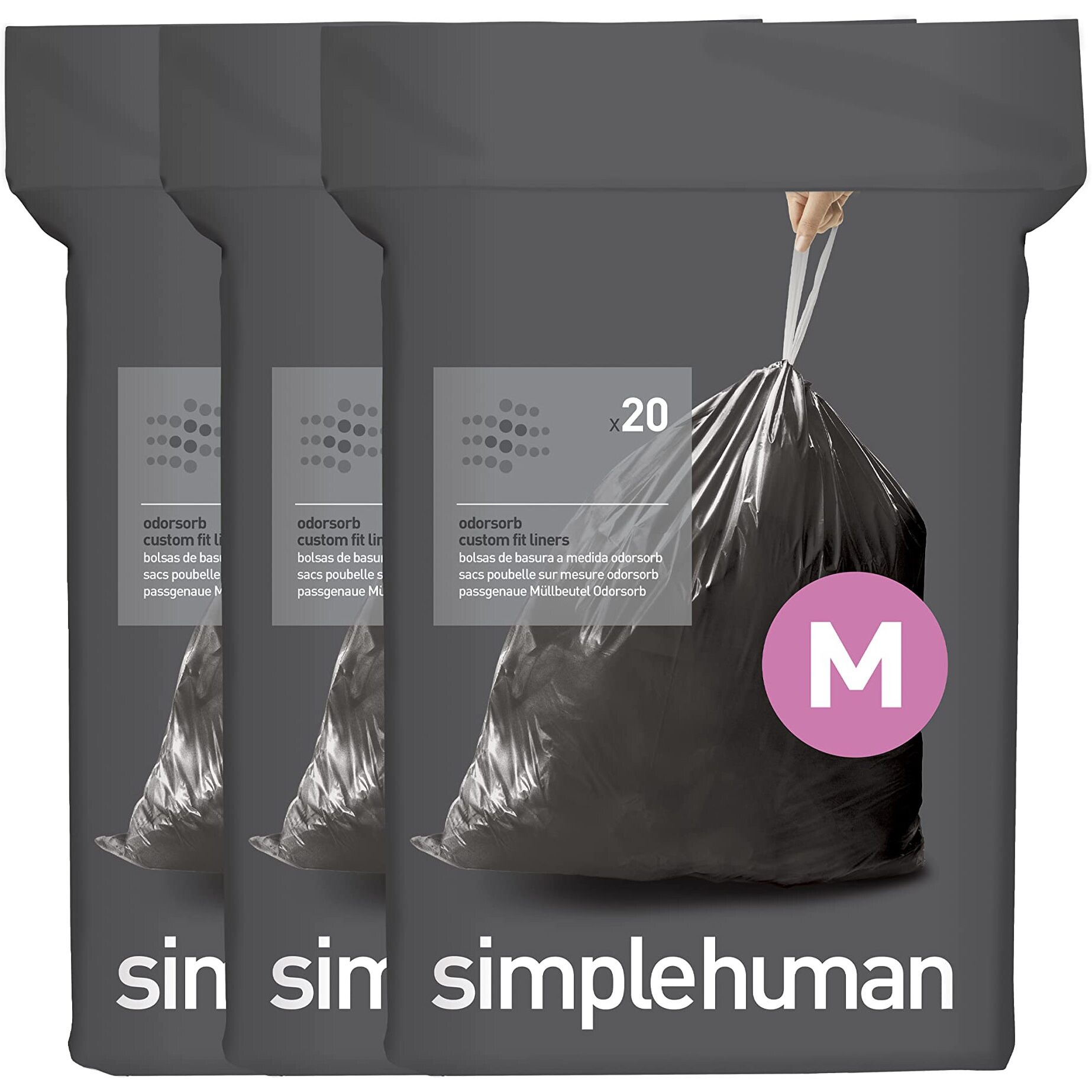 Code M Odorsorb Custom Fit Drawstring Odor Absorbing Trash Bags In Dispenser Packs, 60 Count, 45 Liter  12 Gallon