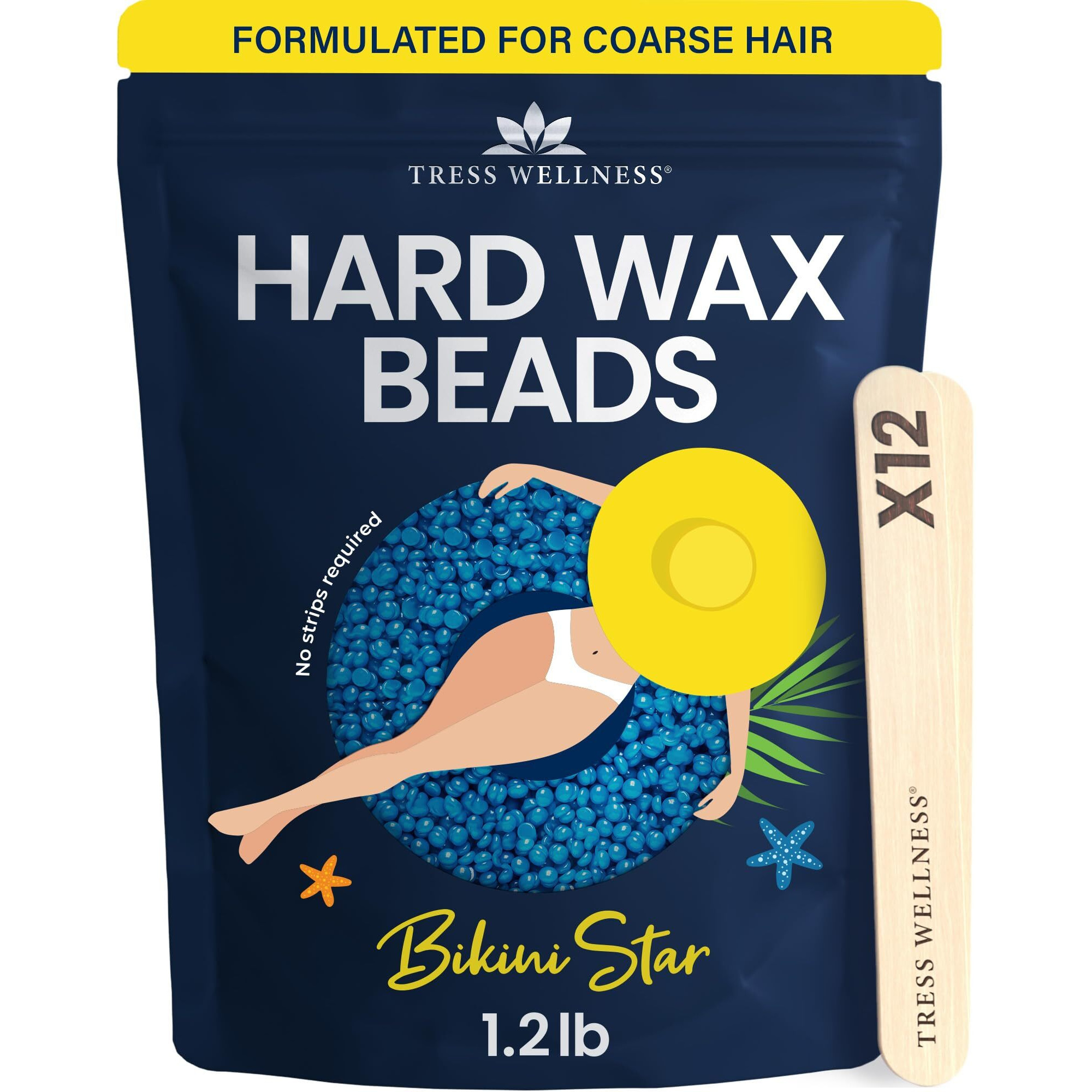 Tress Wellness Hard Wax Beads For Hair Removal - For Sensitive Skin - Bikini Star 12Lb