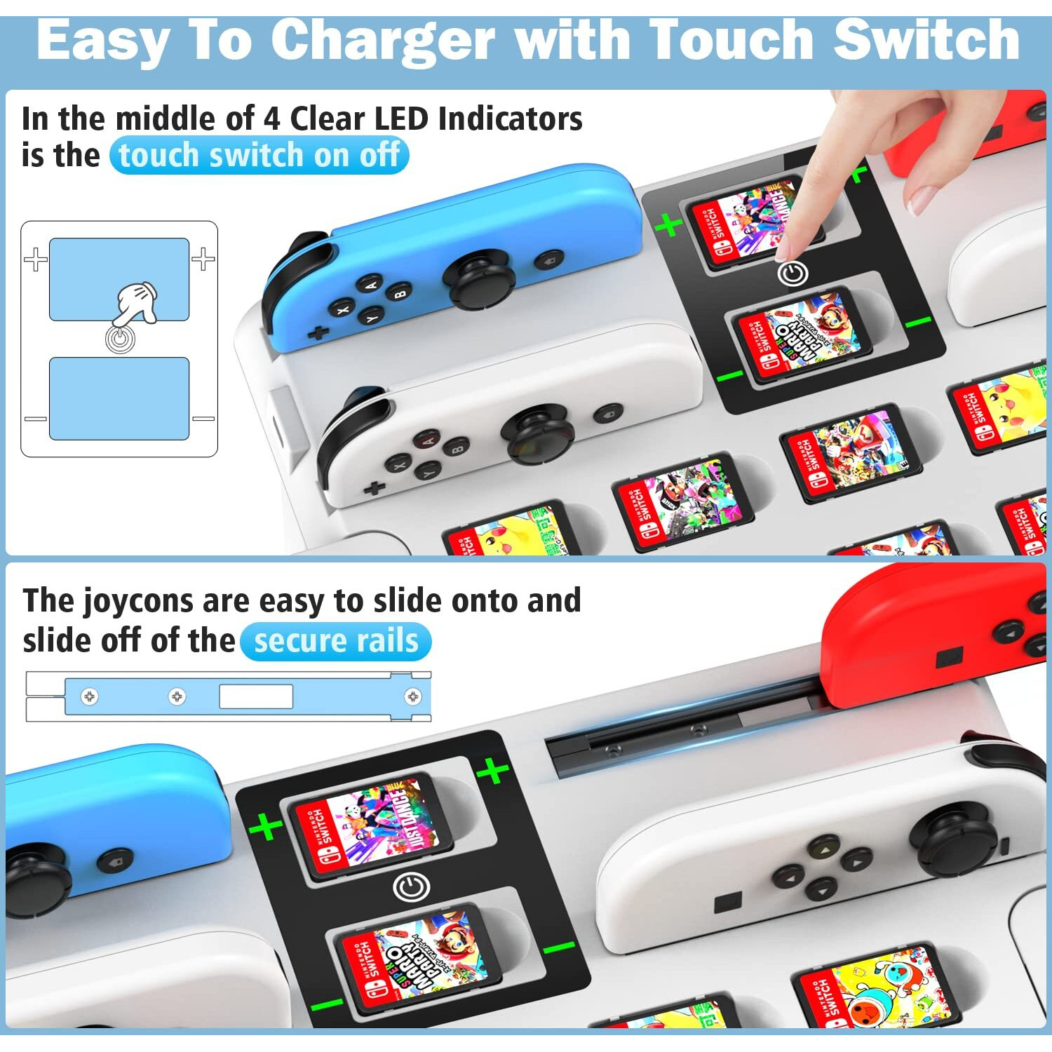 Switch Games Organizer Station With Controller Charger, Charging Dock For Nintendo Switch & Oled Joycons, Kytok Switch Storage And Organizer For Games, Tv Dock, Pro Controller, Accessories Kit Storage