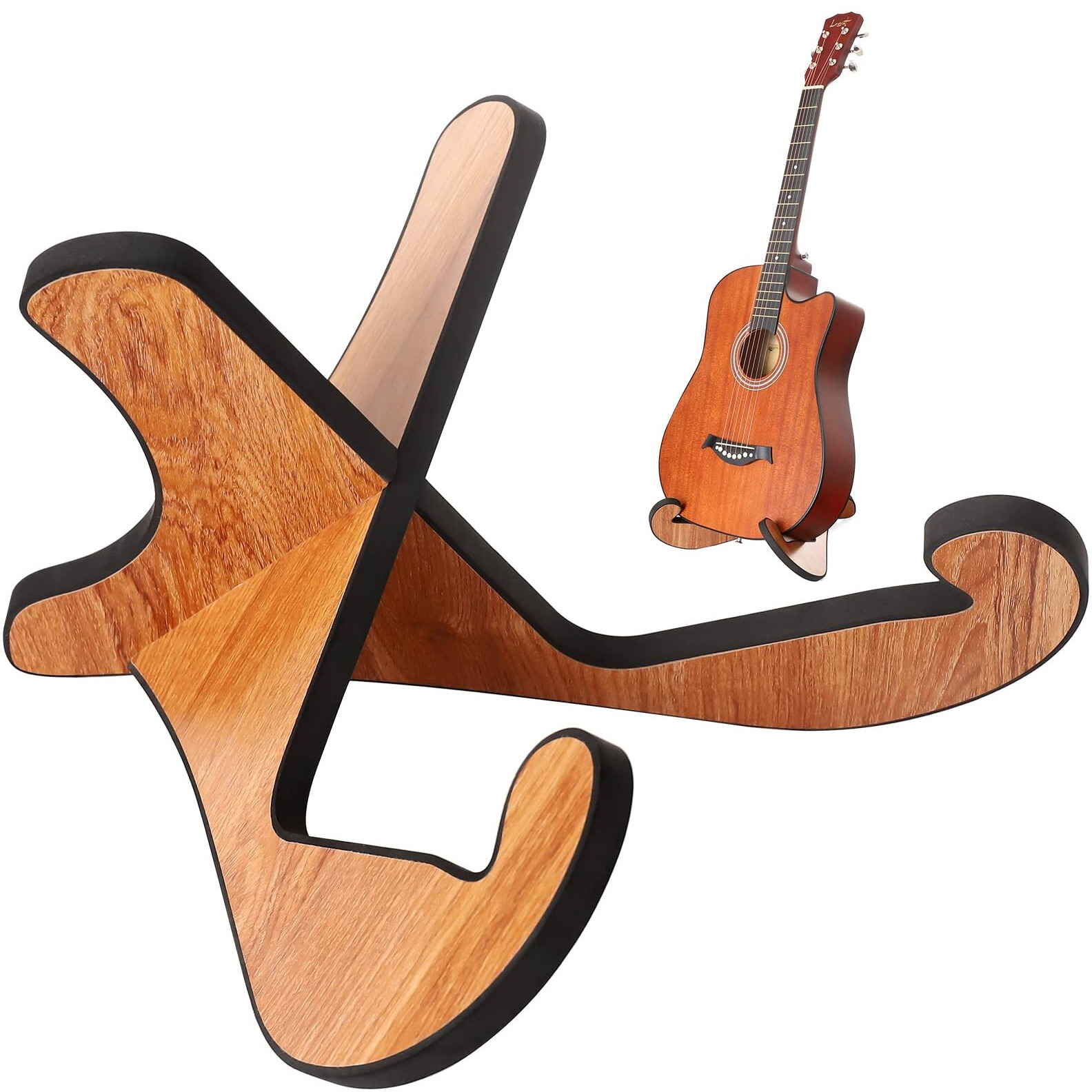 Lacbec Wooden Guitar Stand, Detachable Non-Slip Wood Guitar Stand Holder Floor For Acoustic Electric Classical Bass Guitars