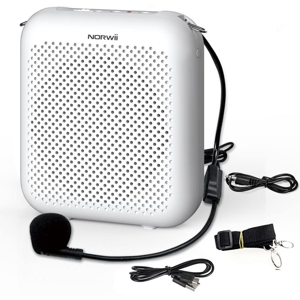 Norwii S358 Portable 2000Mah Rechargeable Voice Amplifier With Wired Microphone Headset & Waistband, Personal Microphone And Speaker For Teachers, Presentation, Tour Guides (White)