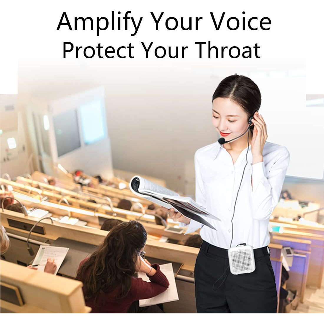 Norwii S358 Portable 2000Mah Rechargeable Voice Amplifier With Wired Microphone Headset & Waistband, Personal Microphone And Speaker For Teachers, Presentation, Tour Guides (White)