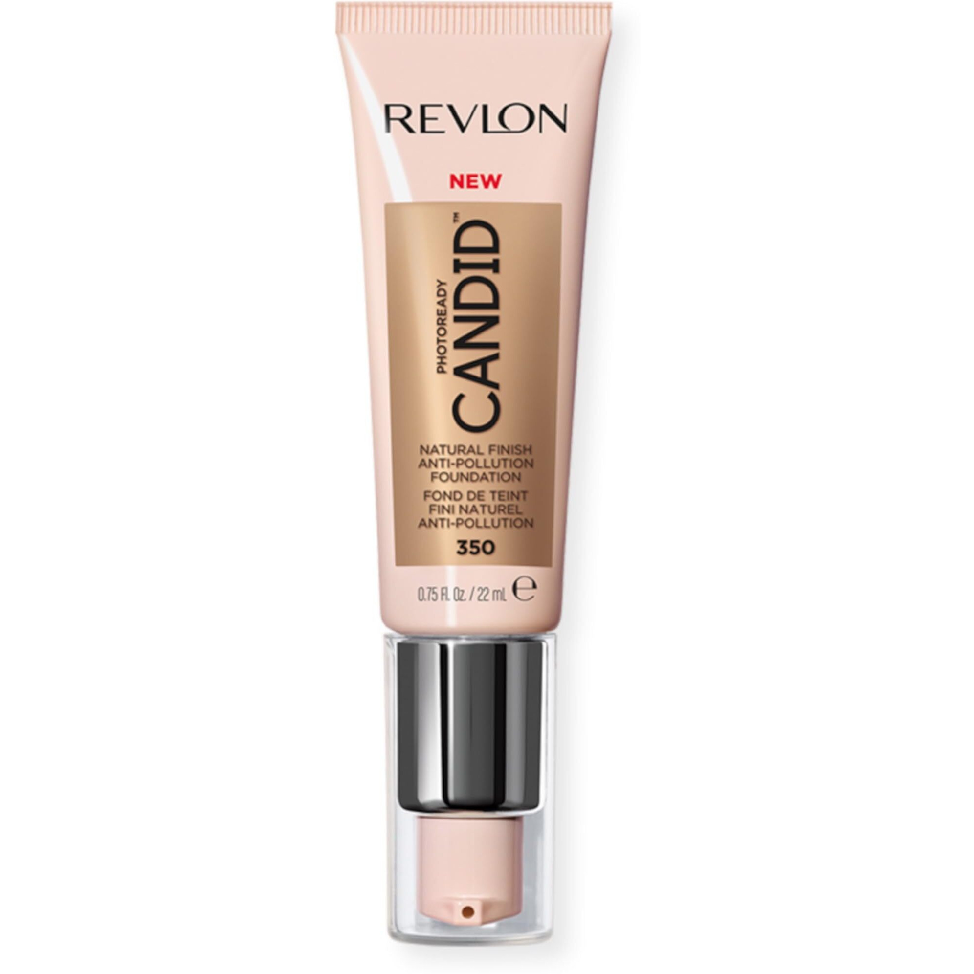 Revlon Photoready Candid Natural Finish Foundation, With Anti-Pollution, Antioxidant, Anti-Blue Light Ingredients, 350 Natural Tan, 0.75 Fl. Oz.