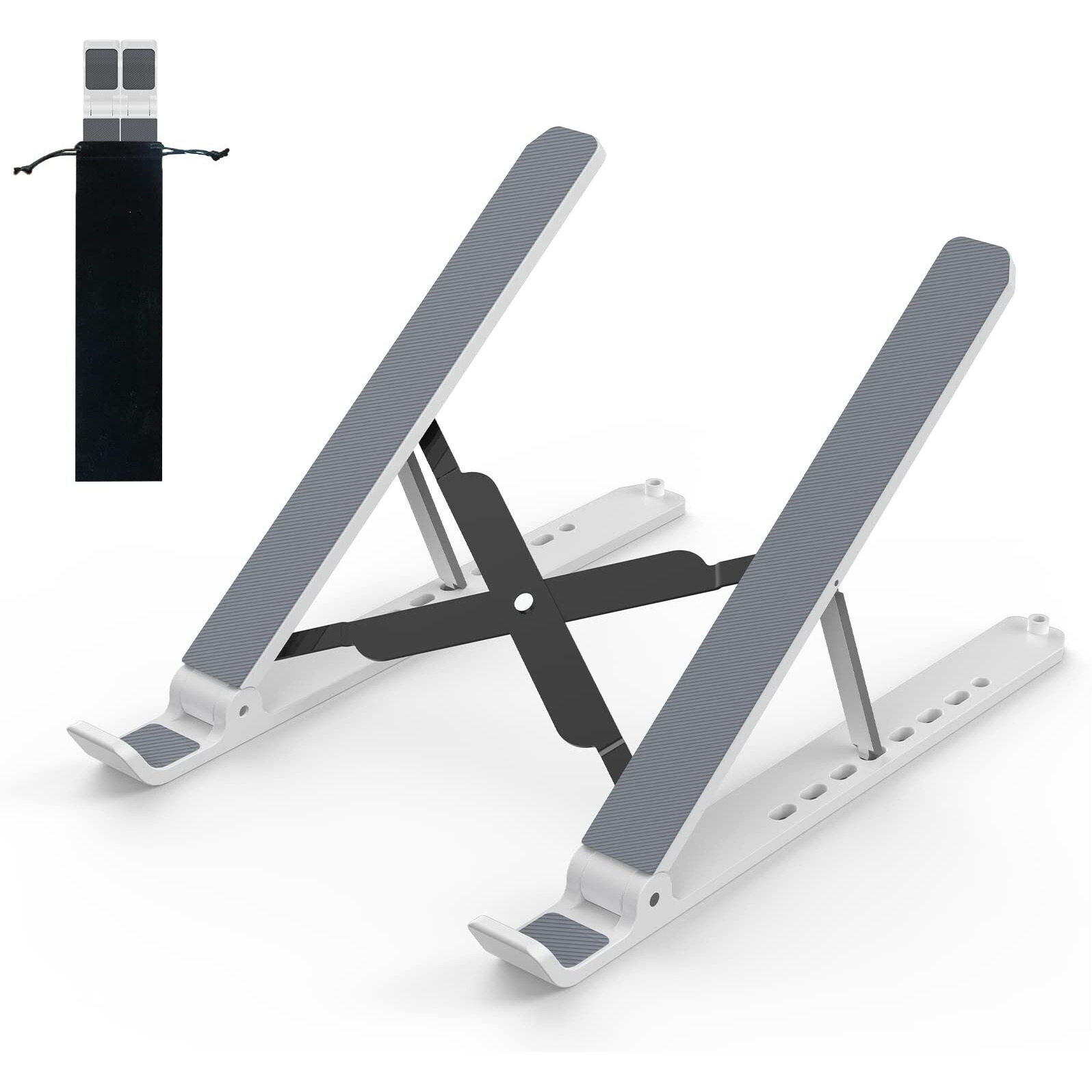 Tonmom Laptop Stand For Desk, Adjustable Laptop Riser Foldable Portable Laptop Holder, Ventilated Cooling Notebook Stand For 10-15.6 Laptop,Tablet-White