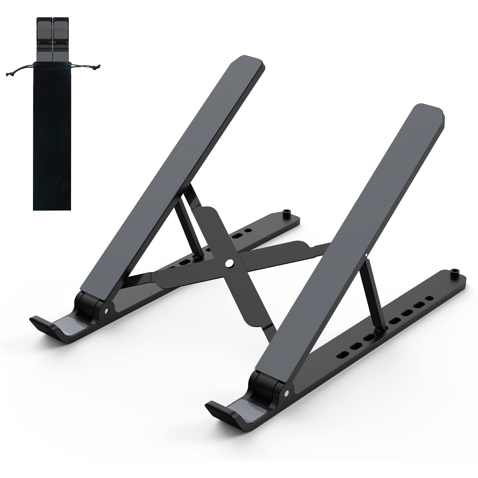 Tonmom Laptop Stand For Desk, Adjustable Laptop Riser Abs+Silicone Foldable Portable Laptop Holder, Ventilated Cooling Notebook Stand For 10-15.6