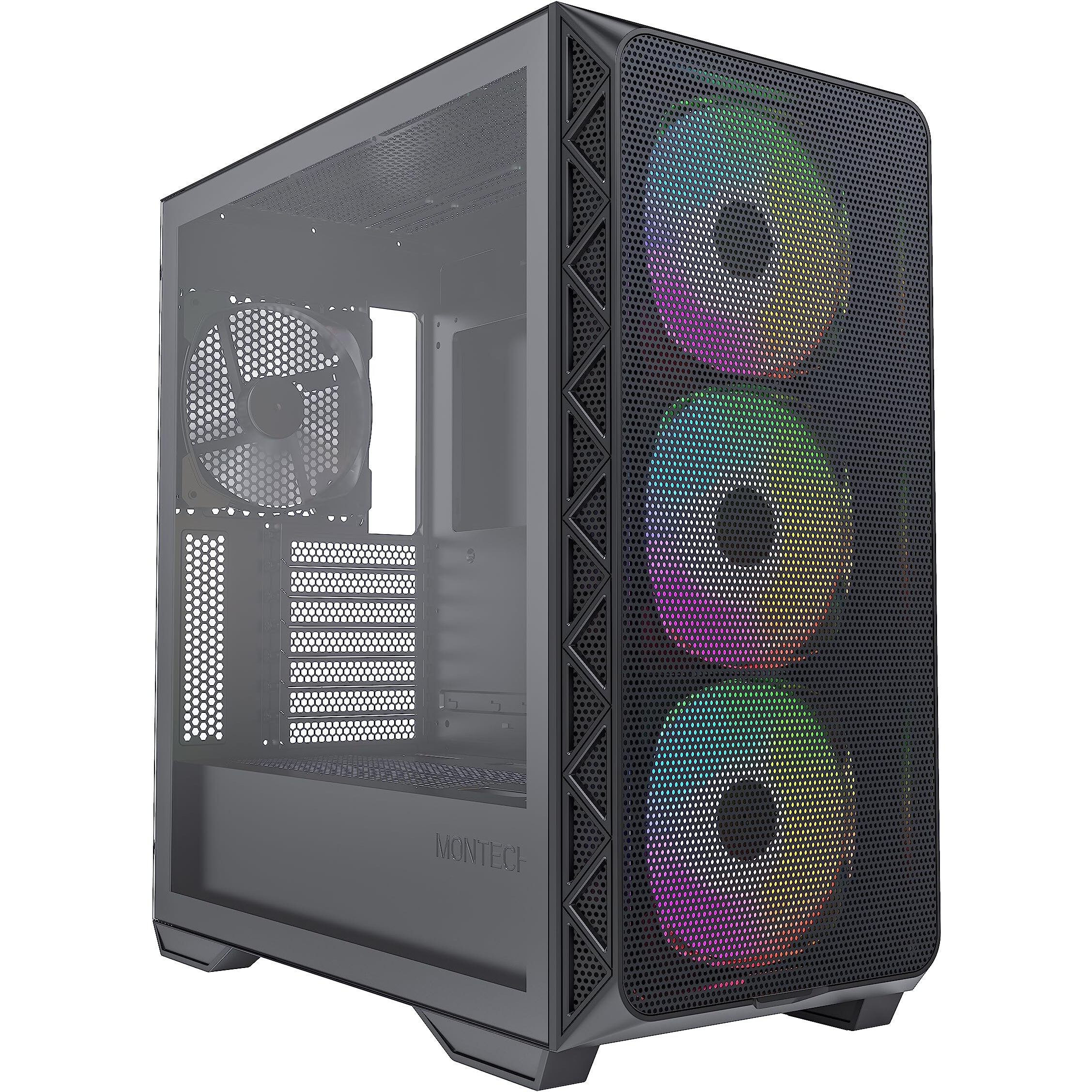 Montech Air 903 Max, E-Atx Mid Tower Case, High Airflow, 3X 140Mm Argb Pwm & 1X 140Mm Pwm Fans Pre-Installed, Tempered Glass Side Panel, Mesh Front, Type-C, Support 4090 Gpus, Black