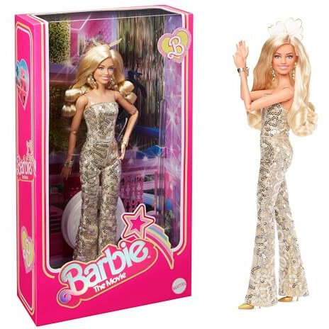 Barbie Margot Robbie As In Gold Disco Jumpsuit The Movie Collectible Doll (Hpj99)