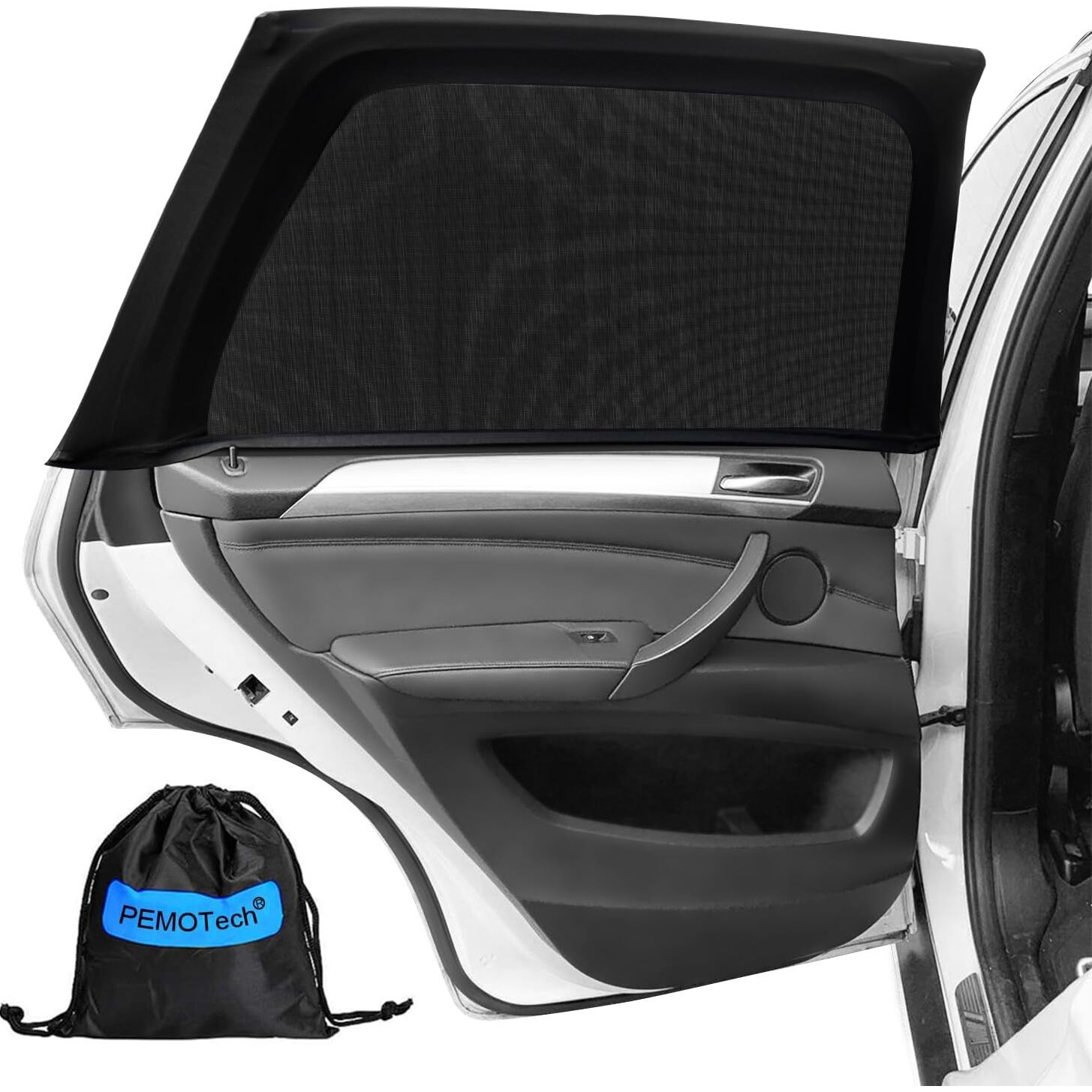 Pemotech Car Window Shades(2 Pack)-Certified Car Side Window Sun Shades, Uv Protection Breathable Spandex Baby Window Covers, Universal Fit Most (99%) Of Cars, Protect Privacy For Family (27.2&quotX39.8")