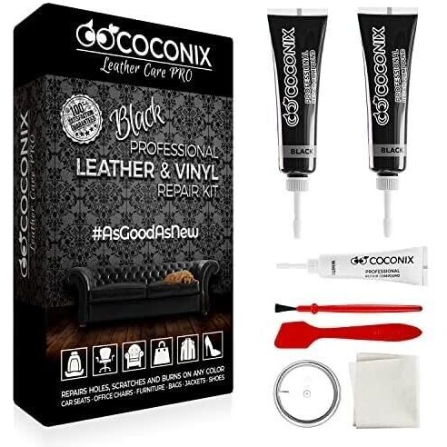 Coconix Black Leather Repair Kits For Couches - Vinyl & Upholstery Repair Kit For Car Seats, Sofa & Furniture - Liquid Scratch Filler Formula Repairs Couch Tears & Burn Holes