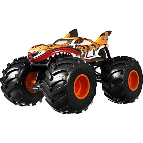 Hot Wheels Monster Trucks Oversized Tiger Shark, 124 Scale Die-Cast Toy Truck,Black