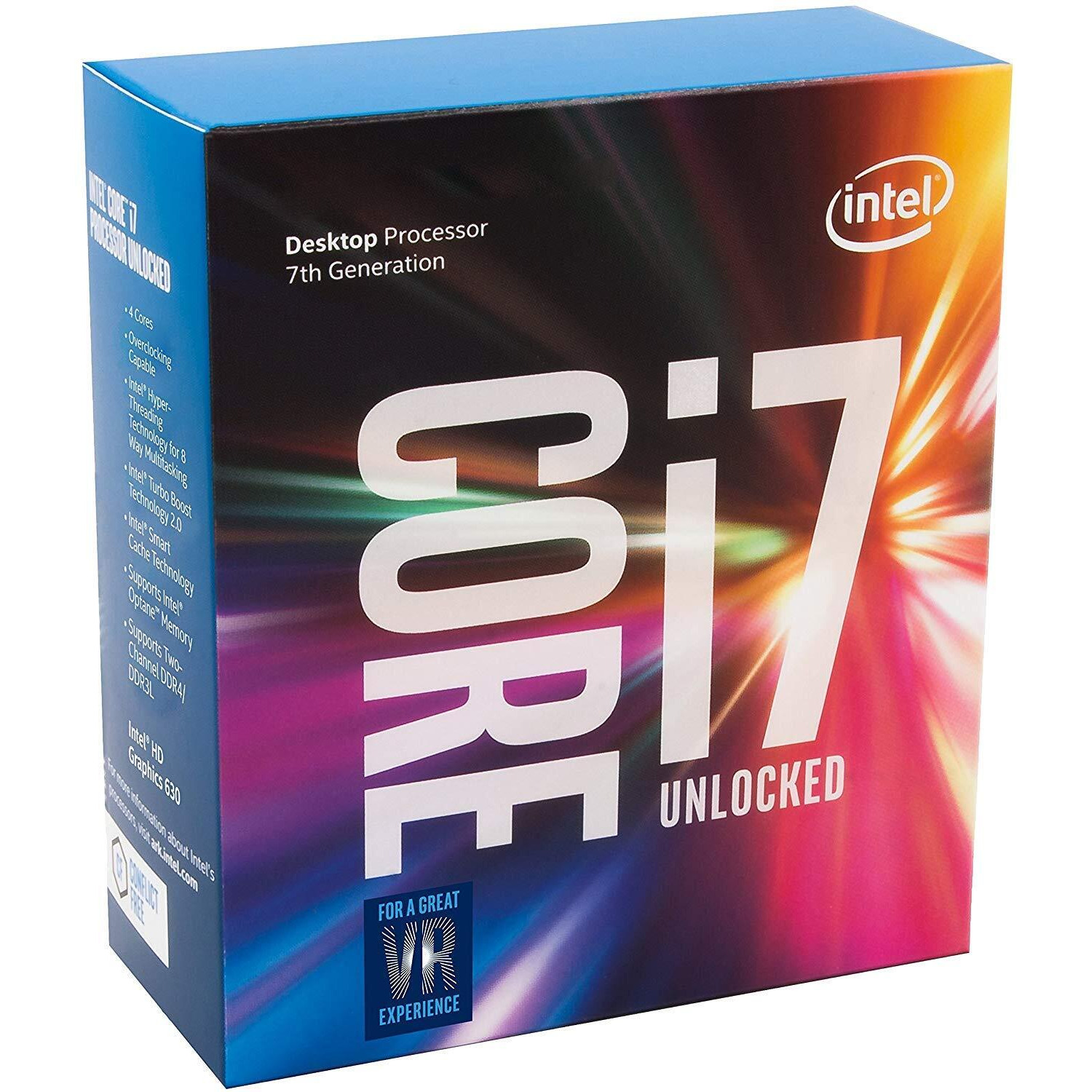 Intel Core I7-7700K Desktop Processor 4 Cores Up To 4.5 Ghz Unlocked Lga 1151 100/200 Series 91W