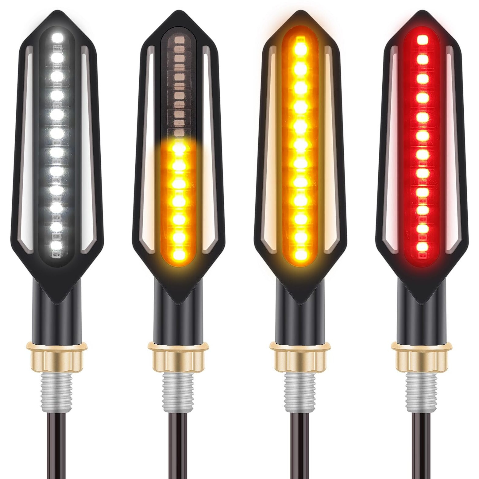 Kinstecks 4Pcs Motorcycle Indicators Flowing Turn Signal Lights Motorbike Turning Indicators Daytime Running Lights Brake Lights 12V For Motorcycle Motorbike Scooter Quad Cruiser Off Road