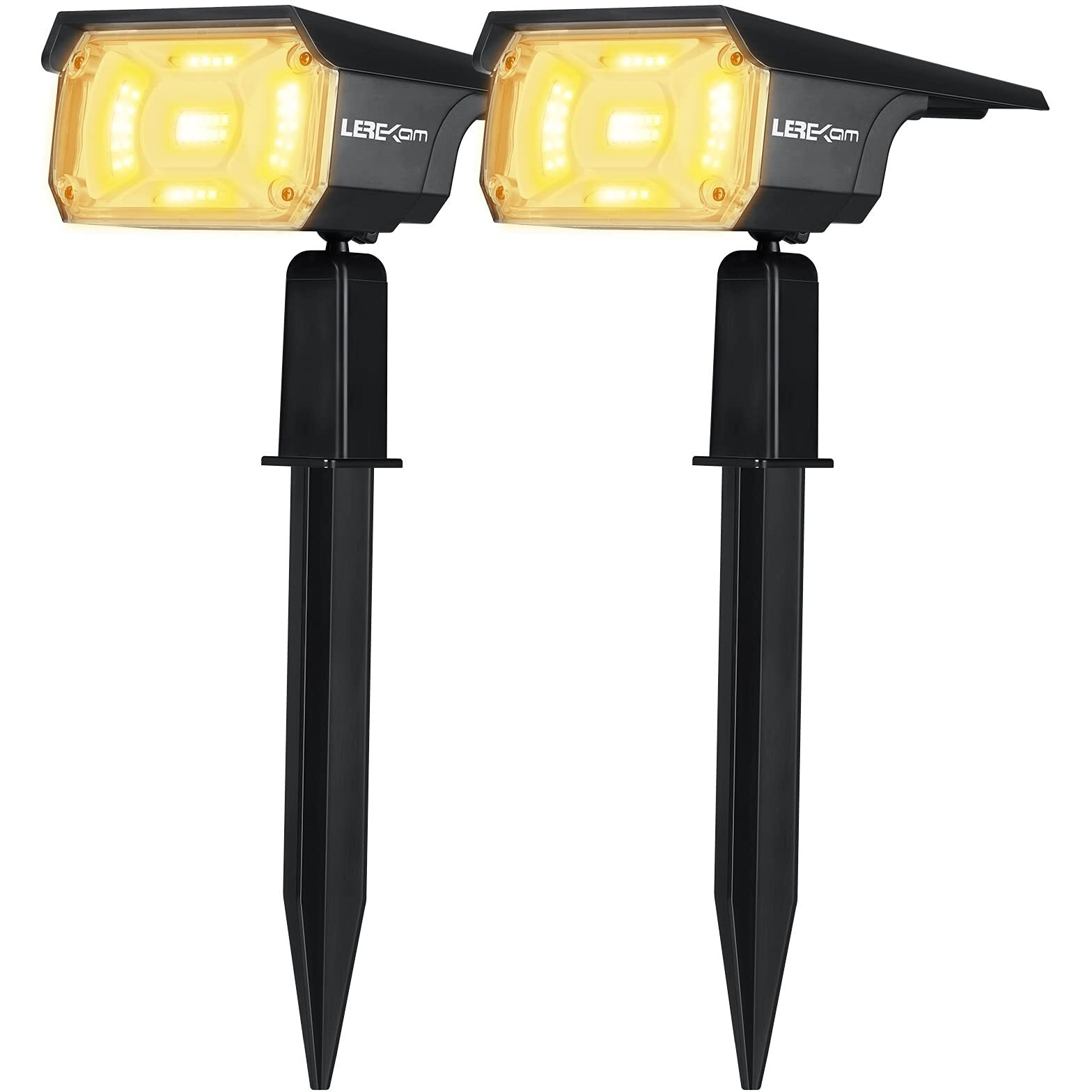 Lerekam 40 Leds Spotlights,Ip65 Waterproof Solar Powered Landscape Spotlights 2-In-1 Wall Light, Outdoor Landscaping Lights Auto On/Off For Yard Garden 2Pack Warm-White