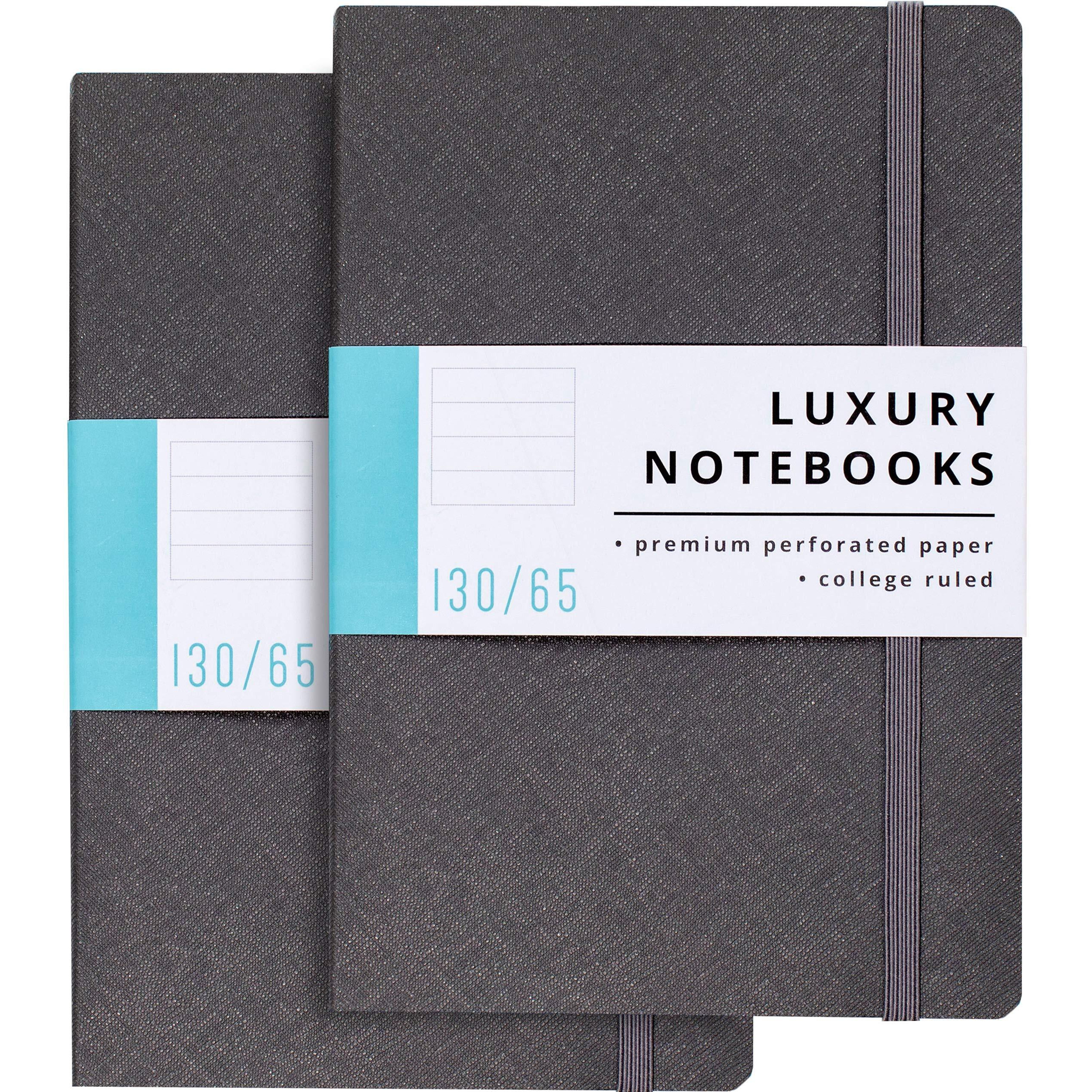 Papercode Lined Journal Notebooks (2 Pack) - Luxury Journals For Writing W/ 130 Pages, Soft Cover - Executive Notebooks For Work, Travel, College - Gray