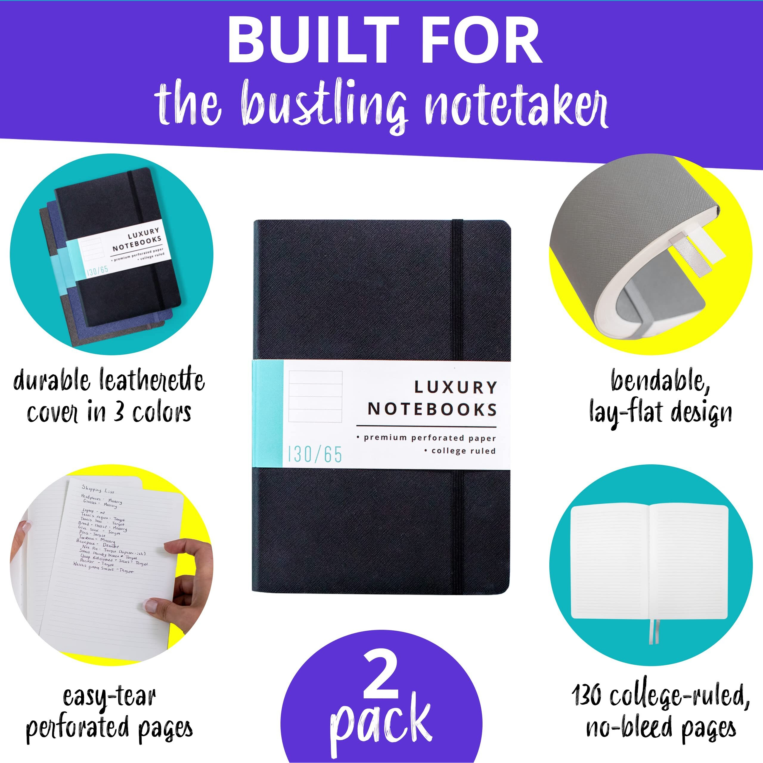 Papercode Lined Journal Notebooks (2 Pack) - Luxury Journals For Writing W/ 130 Pages, Soft Cover - Executive Notebooks For Work, Travel, College - Gray