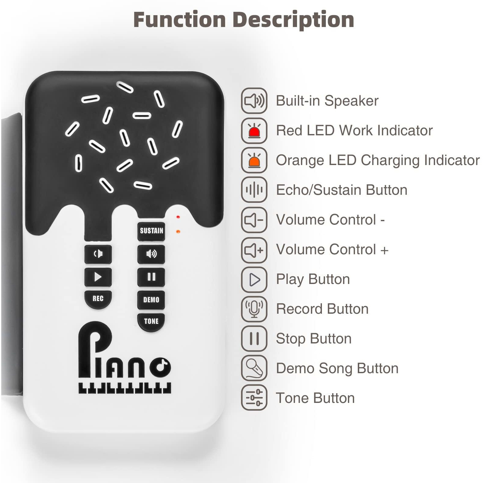Pogolab Roll Up Keyboard Piano, Portable Digital Electric Hand Roll Piano Keyboard, Rechargeable, Record, 8 Tones, 6 Educational Demo Songs, Earphone Or External Speaker For Kids Beginners Adults Gift