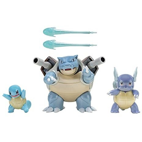 Pokmon Select Evolution 3 Pack - Features 2-Inch Squirtle, 3-Inch Wartortle & 4.5-Inch Blastoise Battle Figures - Authentic Details
