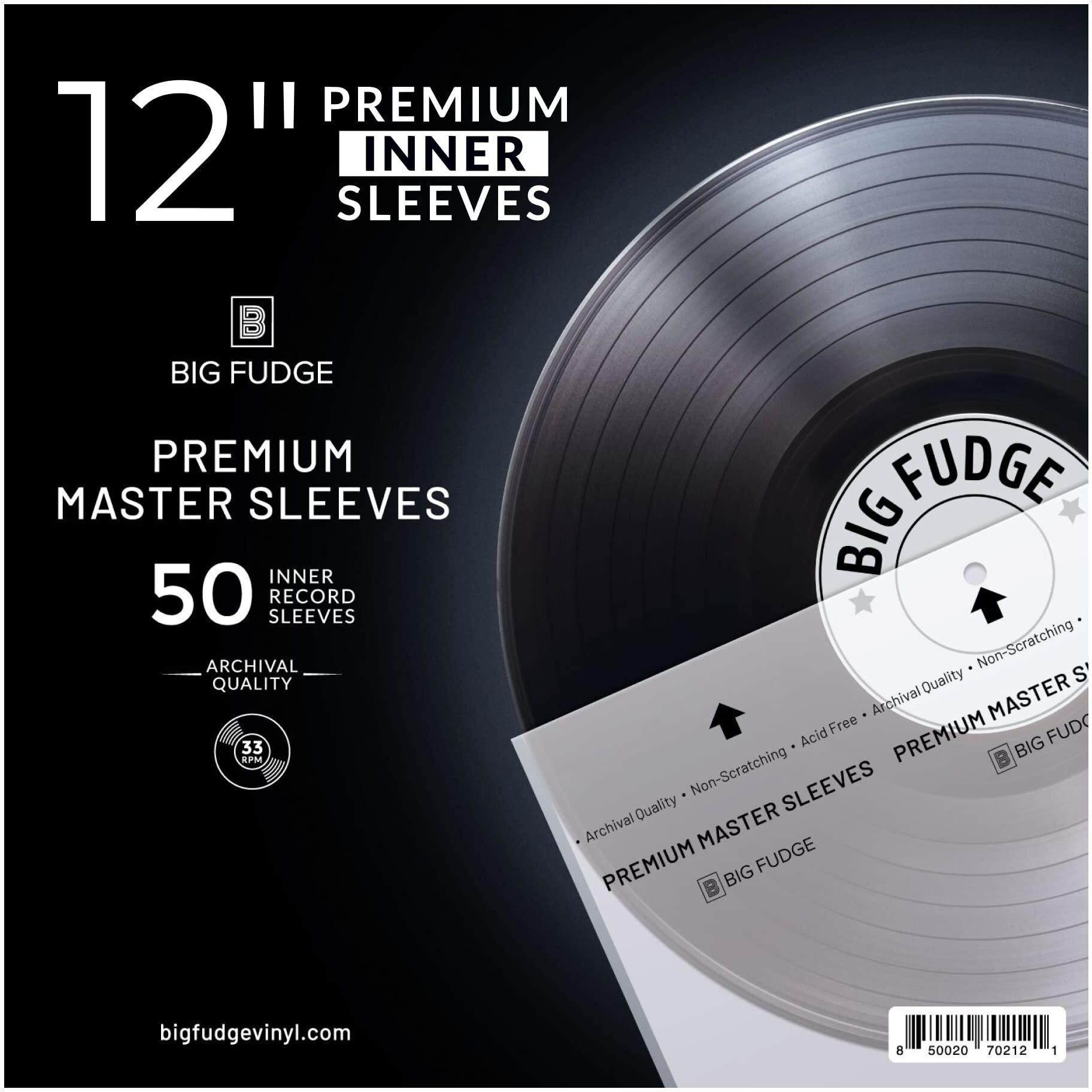 Premium Vinyl Sleeves (12 Inch, 50 Pack)