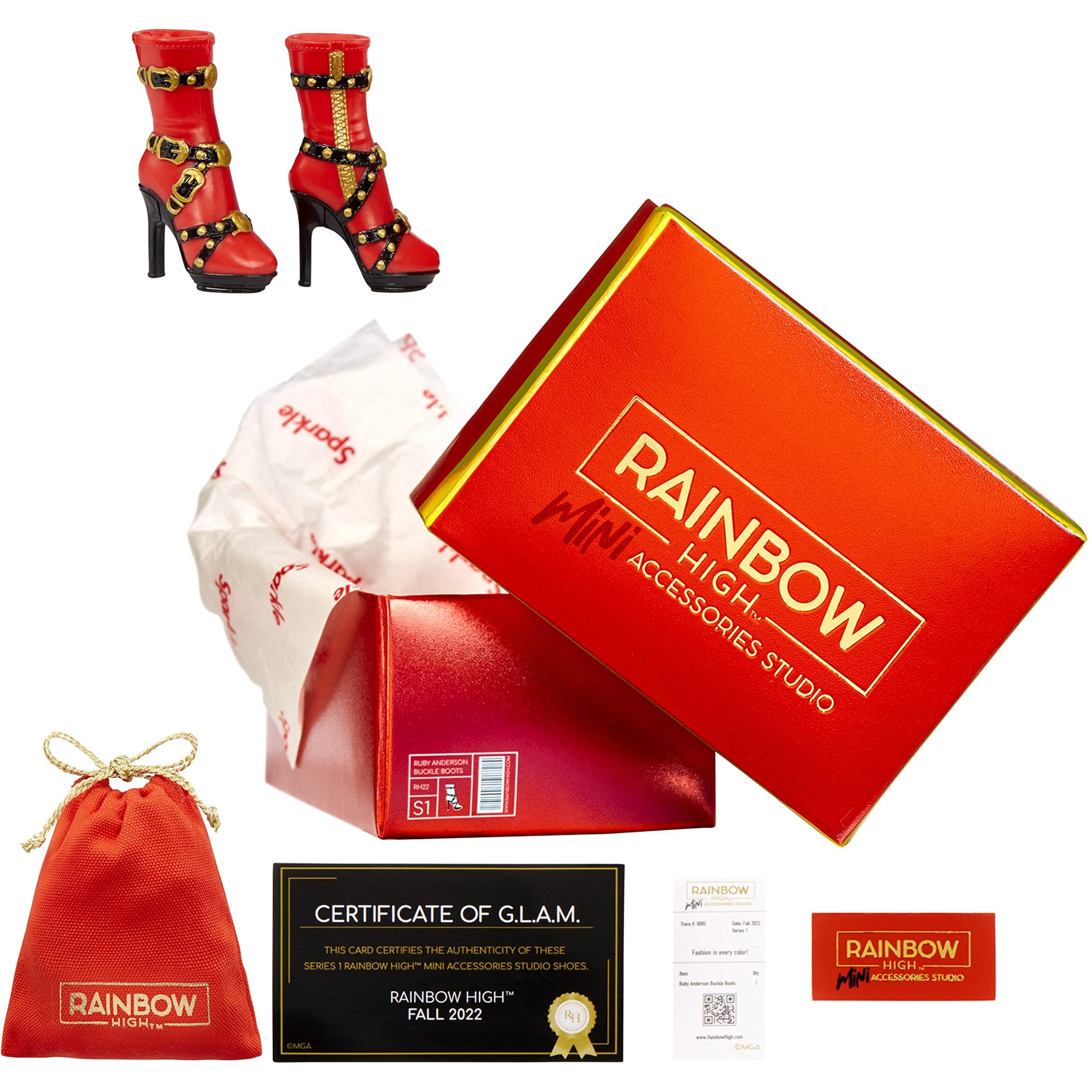 Rainbow High- Mini Accessories Studio Shoes 25+ High-End Mystery Surprise Fashion Collectibles. Mix & Match On Fashion Dolls. Great Gift For Exclusive Outfits. Kids 6-12 Years Old And Collectors