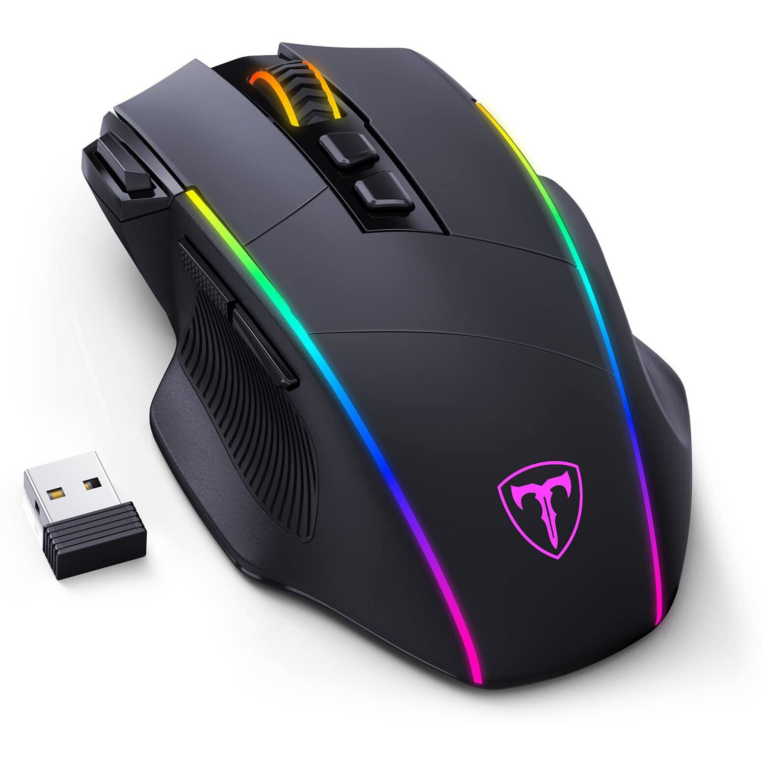 Risophy Wireless Gaming Mouse,Tri-Mode 2.4G/Usb-C/Bluetooth Mouse Up To 10000Dpi,Chroma Rgb Backlit,Ergonomic Mouse With 8 Programmable Buttons,Rechargeable Computer Mouse For Laptop,Pc,Mac
